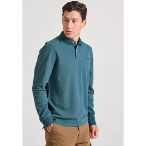 Funky Buddha Polo Μπλούζα Μακρυμάνικη Πετρόλ FBM010-001-11-TEAL