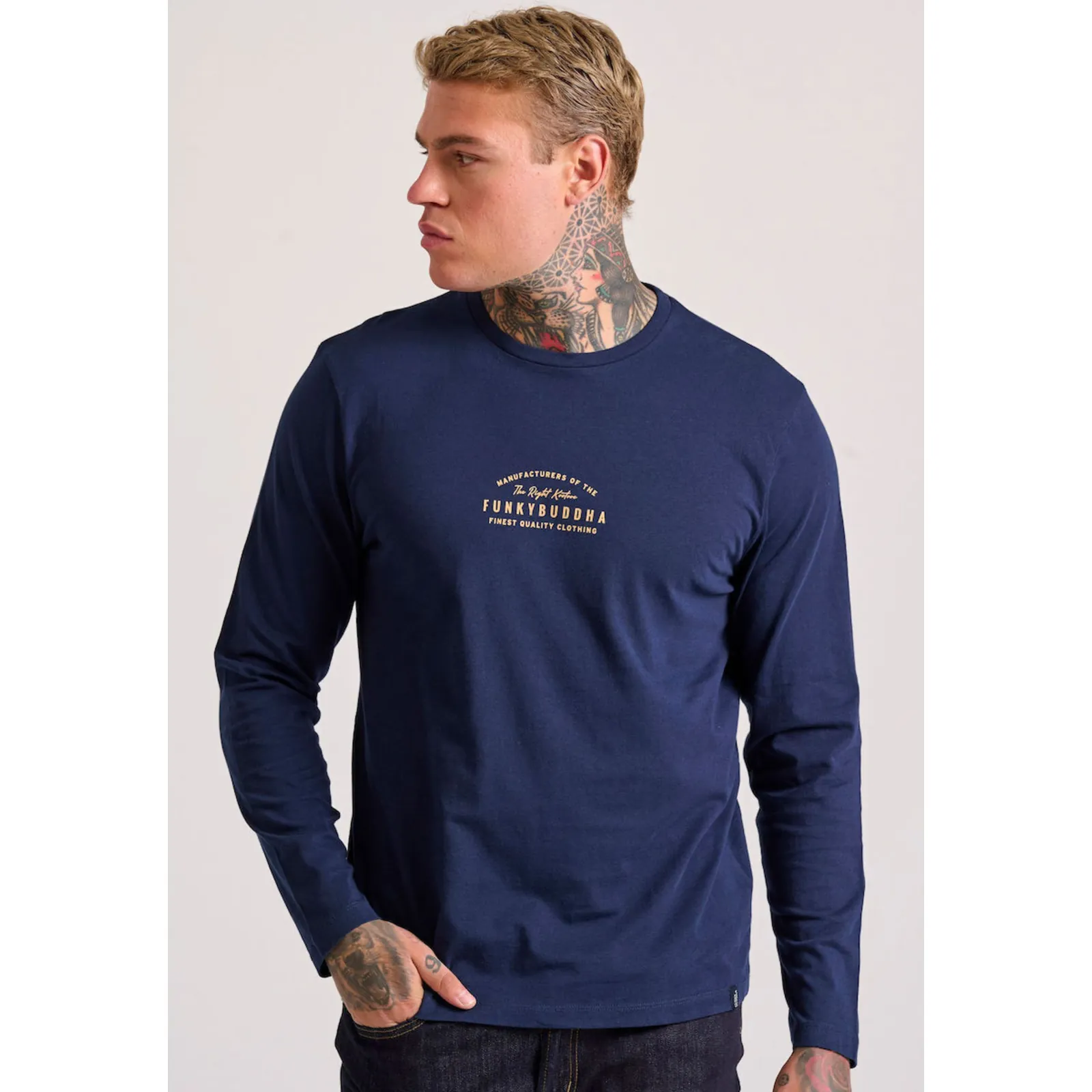 Funky Buddha Ανδρική Μπλούζα Μακρυμάνικη Navy FBM010-004-07-NAVY