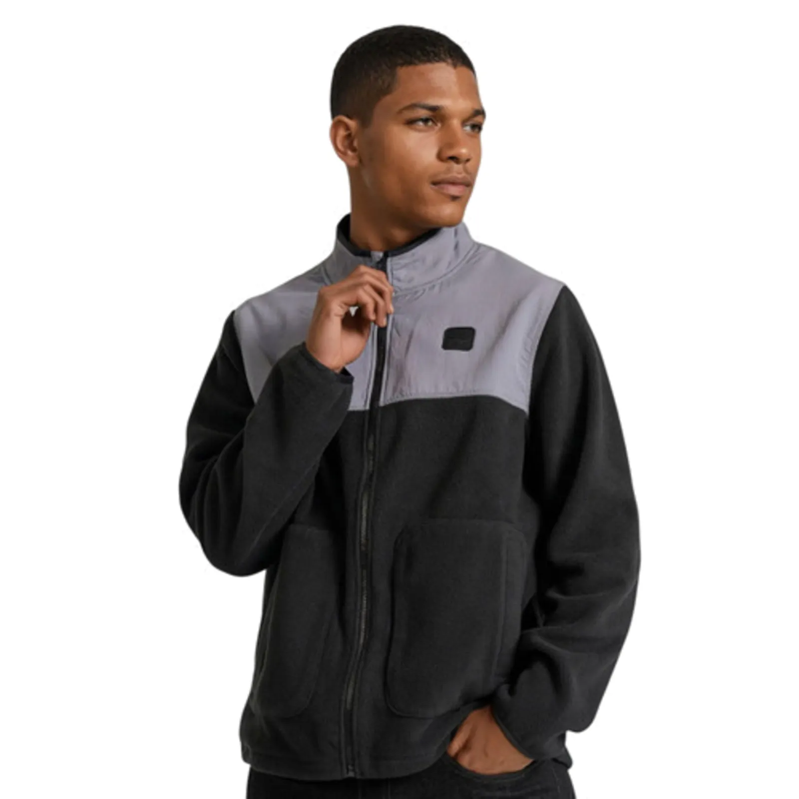 Funky Buddha Fleece Γυναικεία Ζακέτα με Φερμουάρ σε Μαύρο Χρώμα FBM010-042-06-BLACK