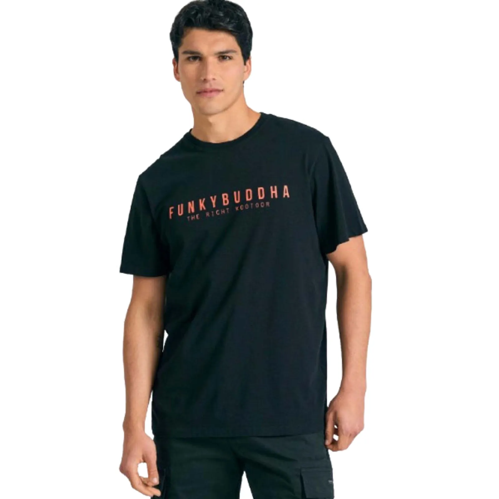 Funky Buddha T-shirt Μαύρο FBM011-011-04-BLACK