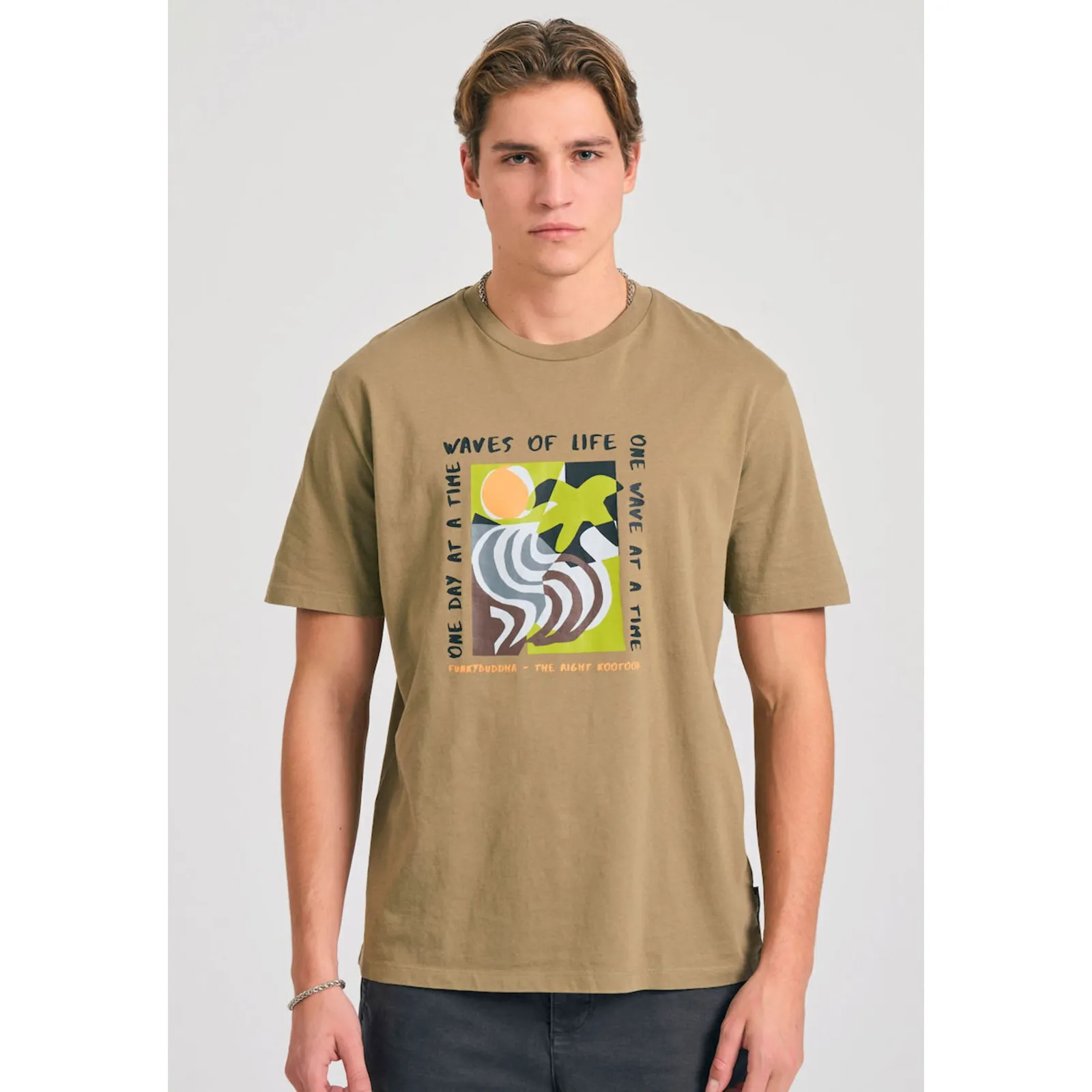 Funky Buddha T-shirt Χακί FBM011-053-04-OREGANO
