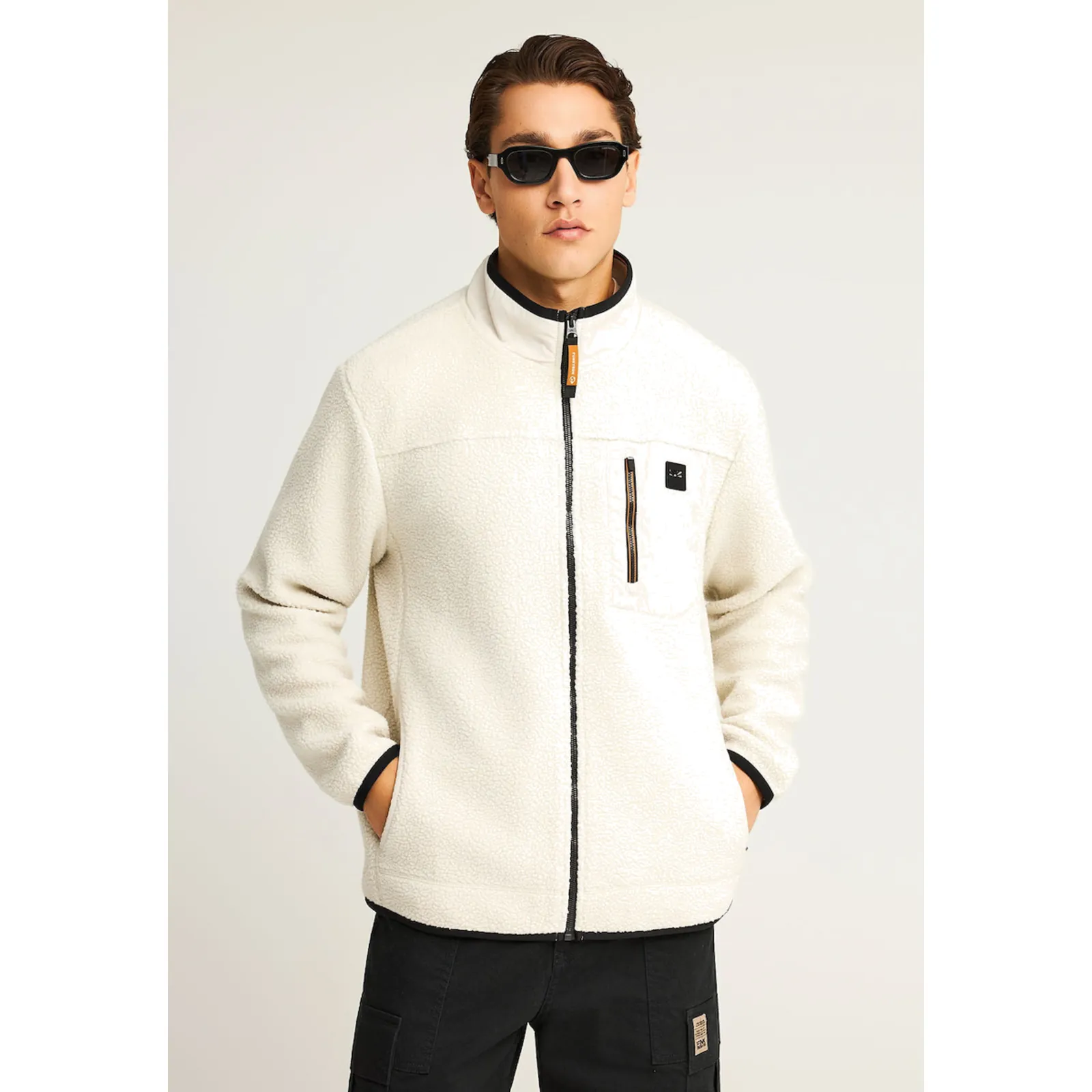 Funky Buddha Ανδρική Ζακέτα Fleece FBM012-054-06-CLOUD-CREAM