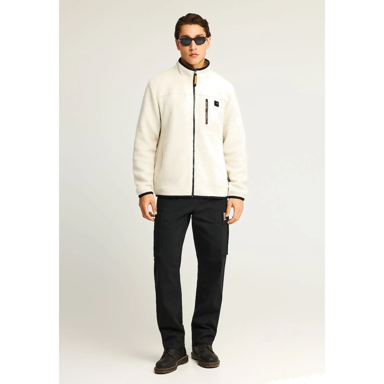Funky Buddha Ανδρική Ζακέτα Fleece FBM012-054-06-CLOUD-CREAM – Photo 1