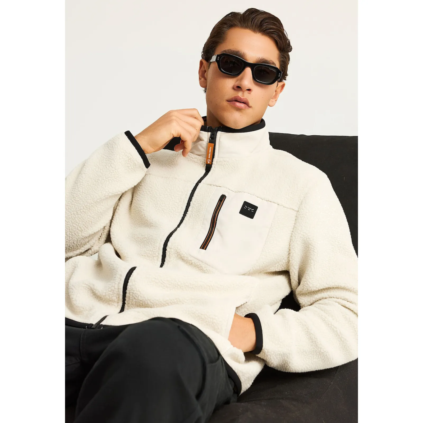 Funky Buddha Ανδρική Ζακέτα Fleece FBM012-054-06-CLOUD-CREAM – Photo 3