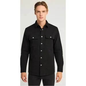 Funky Buddha Ανδρικό Overshirt Μακρυμάνικo Τζιν Πουκάμισο Μαύρο FBM012-080-05-BLACK
