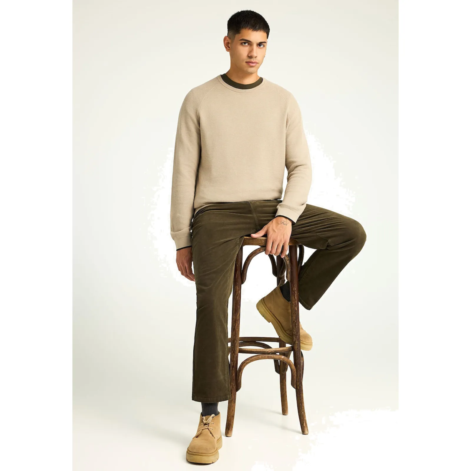 Funky Buddha Πουλόβερ Μακρυμάνικο Εκρού FBM012-039-09-CLOUD-CREAM