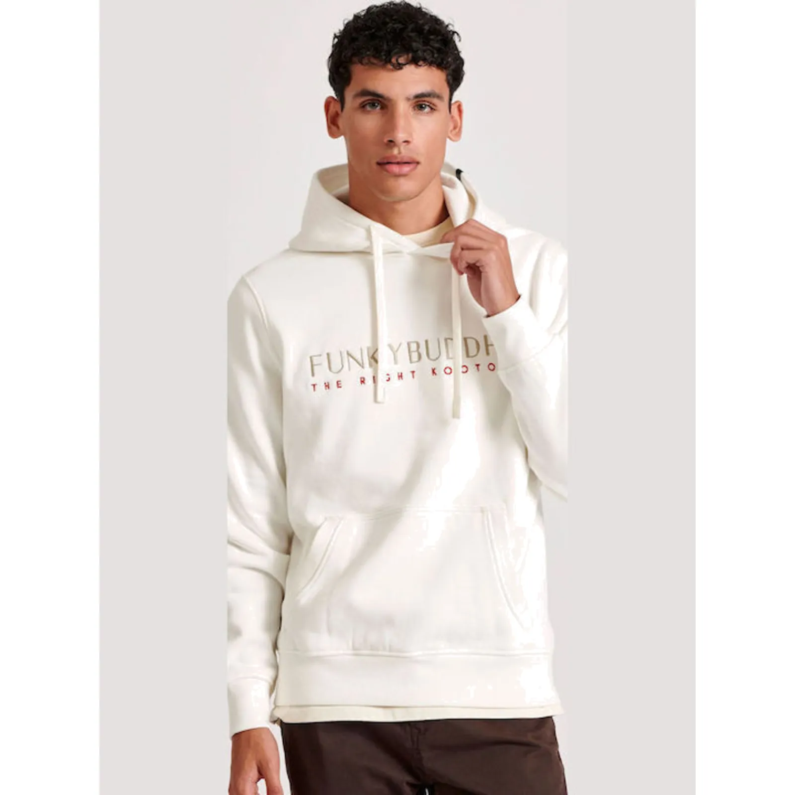 Funky Buddha Φούτερ με Κουκούλα Λευκό White (FBM010-006-06-OFF-WHITE)