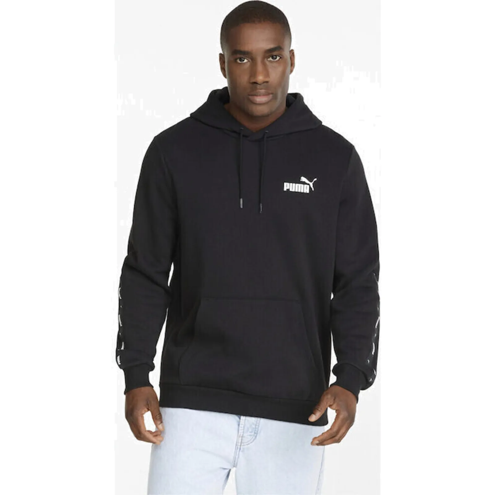 Puma Essentials Tape Φούτερ με Κουκούλα και Τσέπες Μαύρο (849040-01)