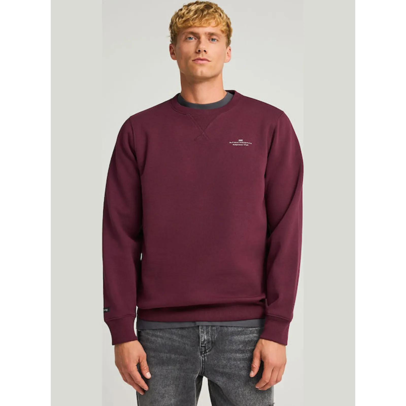 Funky Buddha φούτερ με τυπωμένο logo - The essentials - Merlot (FBM012-003-06-MERLOT)