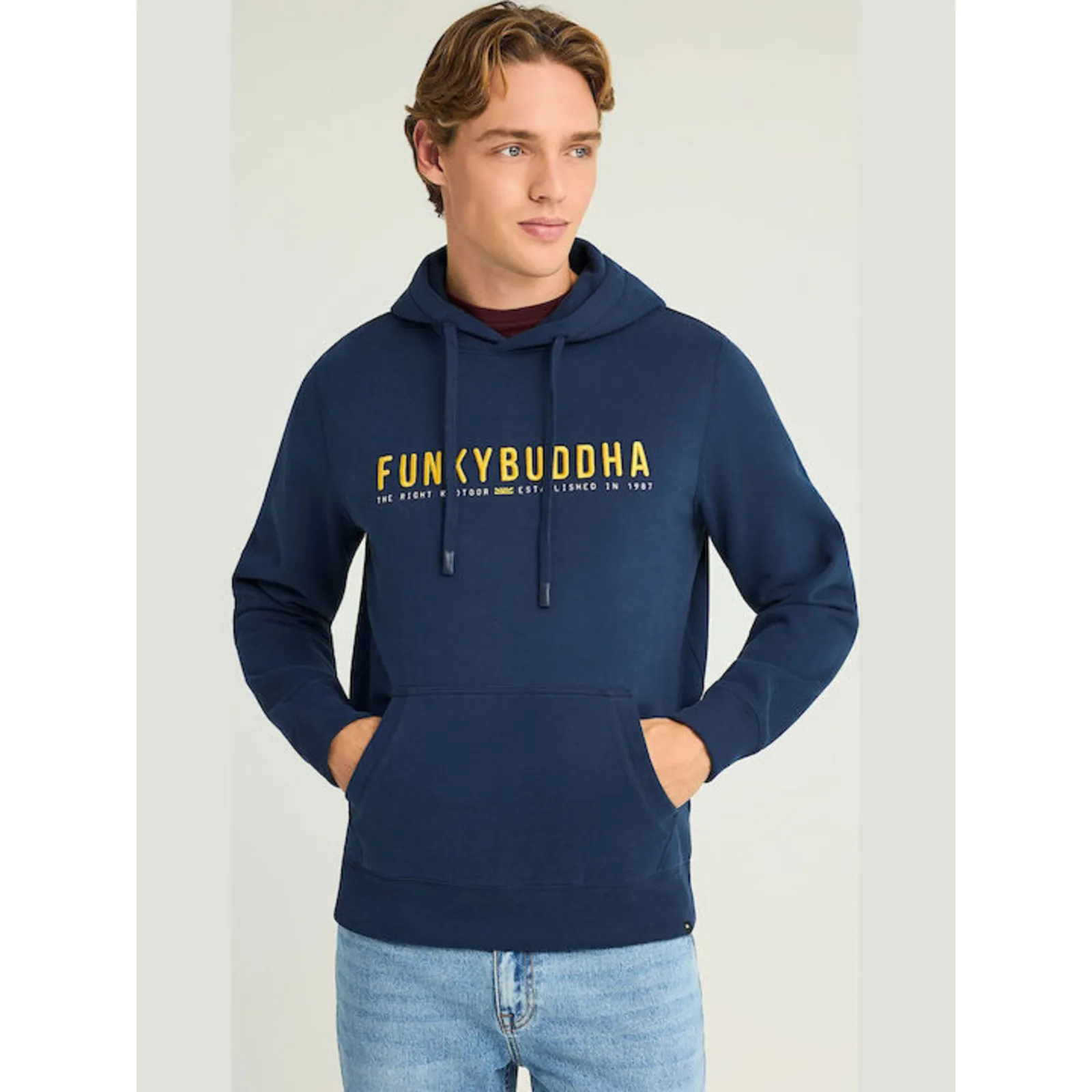Funky Buddha Φούτερ με Κουκούλα Navy (FBM012-072-06-NAVY)