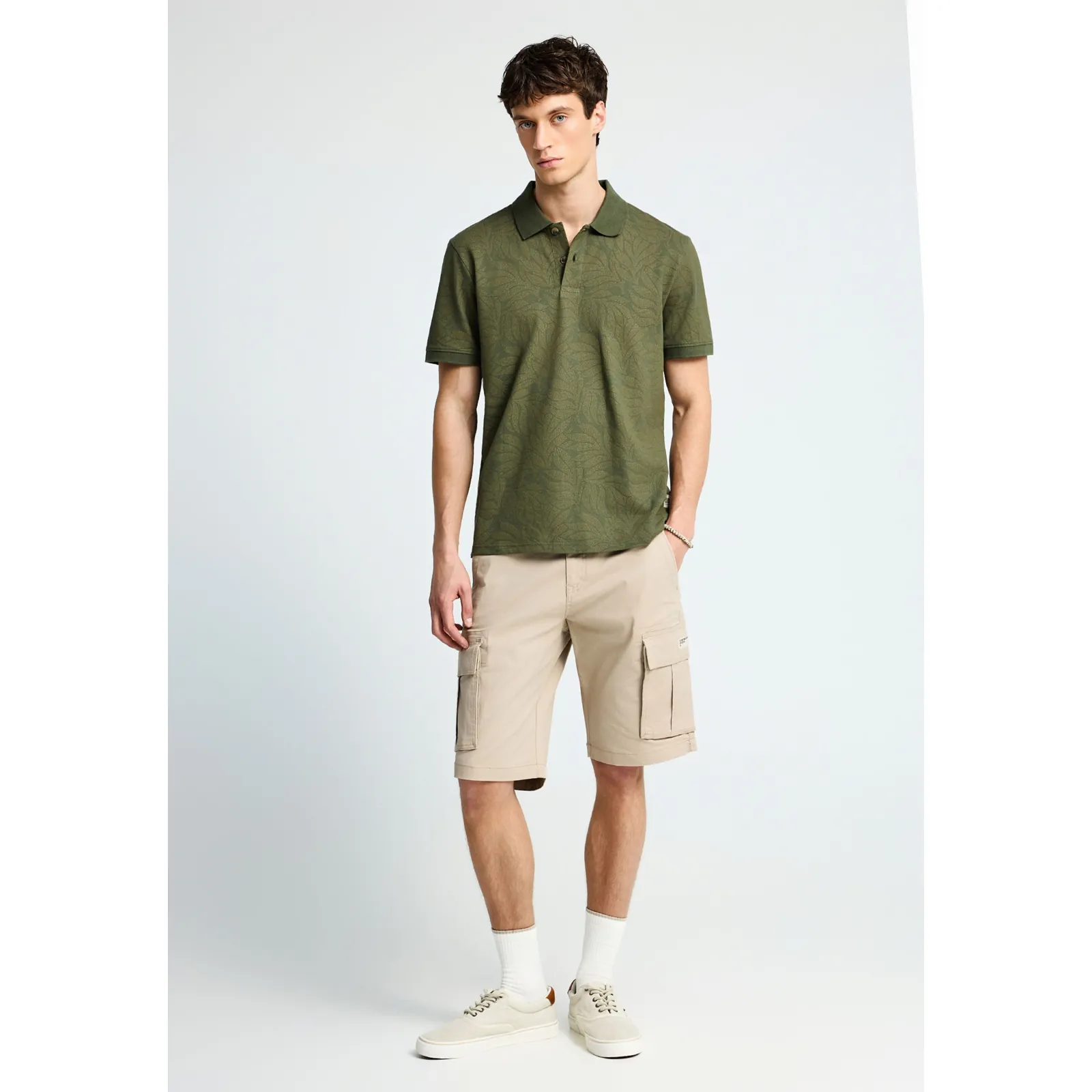 Funky Buddha Ανδρική cargo βερμούδα FBM013-002-03 Greige - Image 3