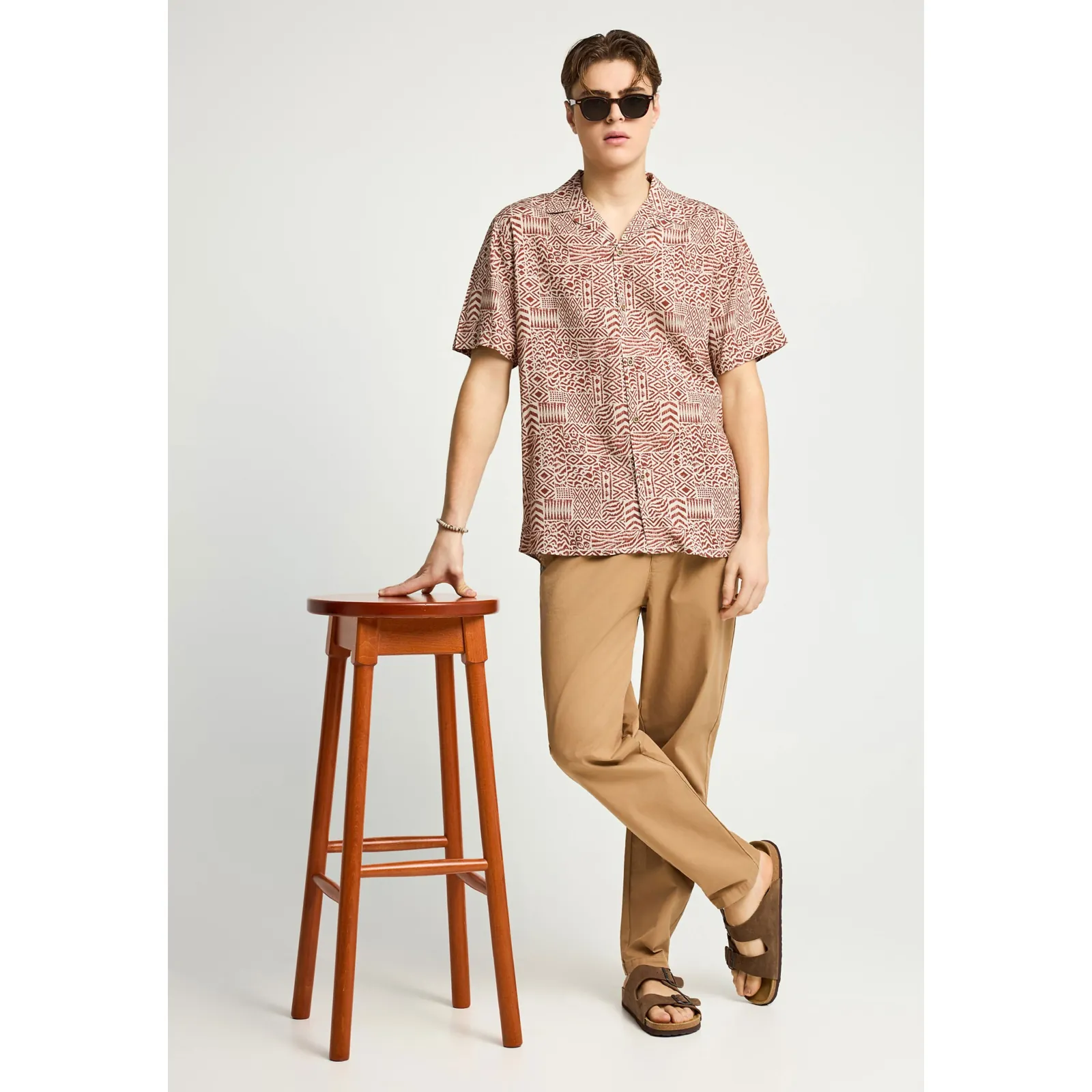 Funky Buddha Ανδρικό comfort chino παντελόνι FBM013-014-02 Beige - Image 3