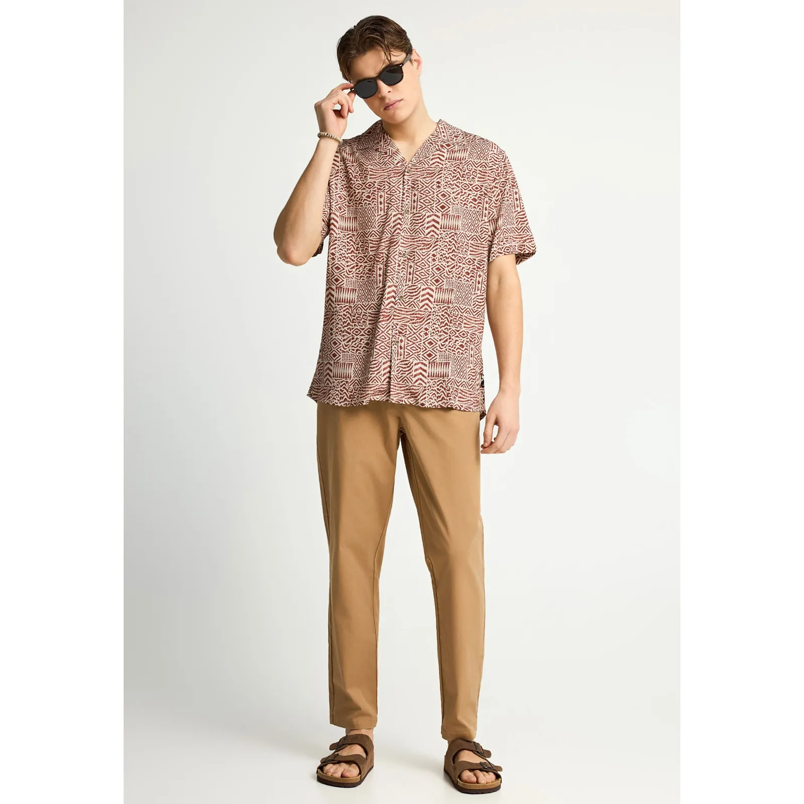 Funky Buddha Ανδρικό comfort chino παντελόνι FBM013-014-02 Beige - Image 5