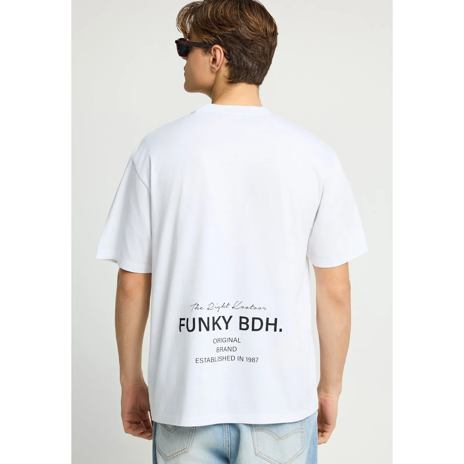 Funky Buddha Ανδρικό βαμβακερό T-Shirt με τύπωμα FBM013-015-04 Optical White - Image 3
