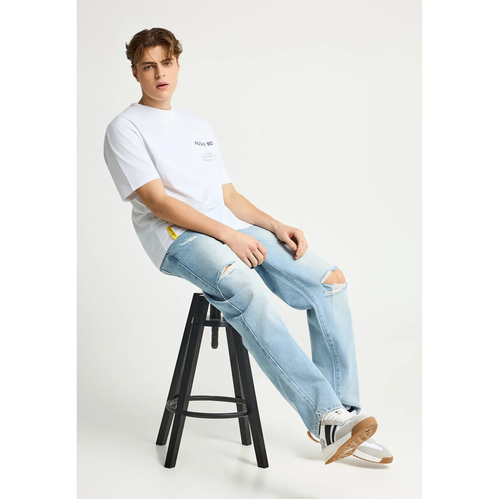 Funky Buddha Ανδρικό βαμβακερό T-Shirt με τύπωμα FBM013-015-04 Optical White - Image 4