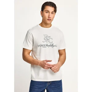 Funky Buddha Ανδρικό βαμβακερό T-Shirt με τύπωμα FBM013-023-04 Off White