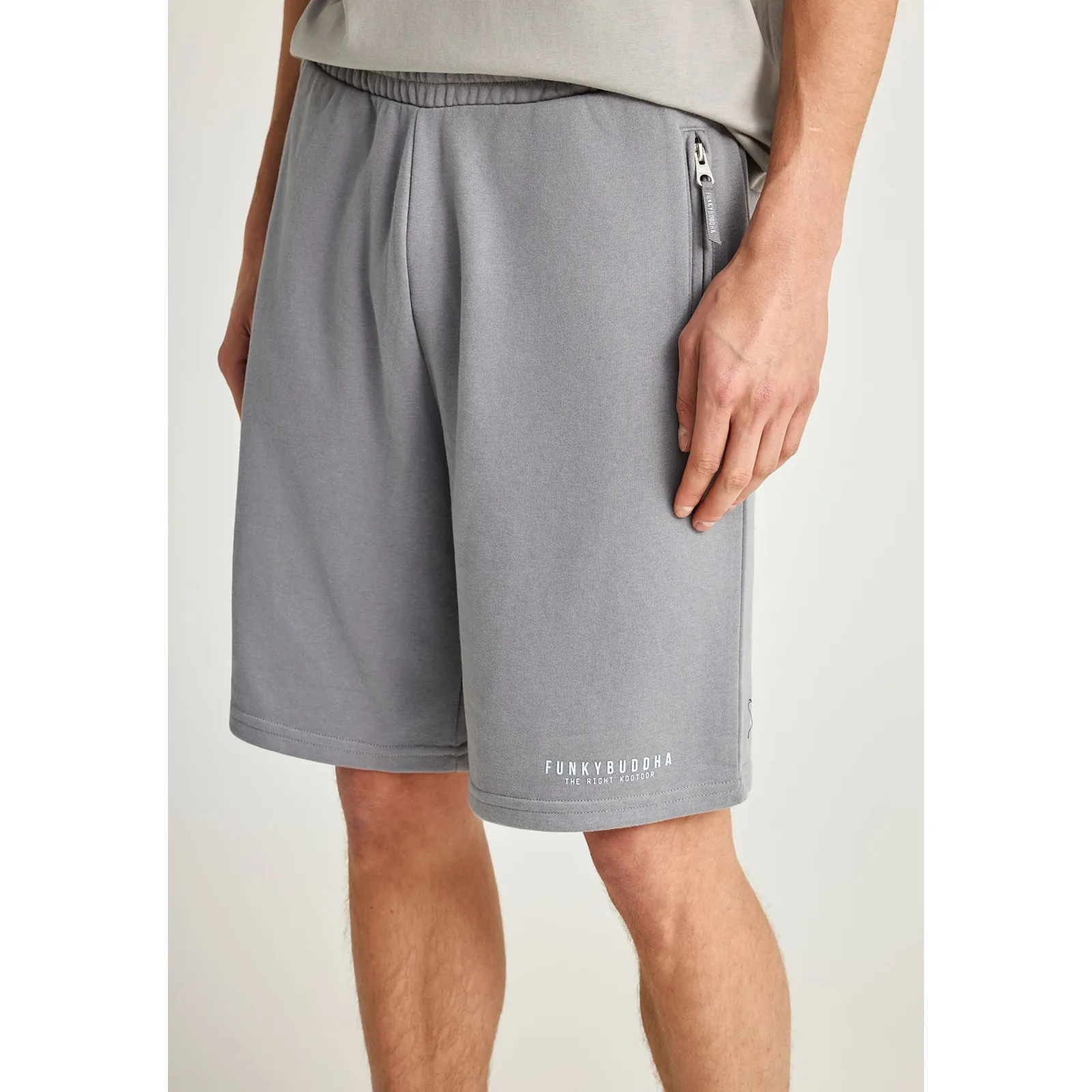 Funky Buddha Essential αθλητική βερμούδα με λογότυπο FBM013-050-03 Steel Grey - Image 5