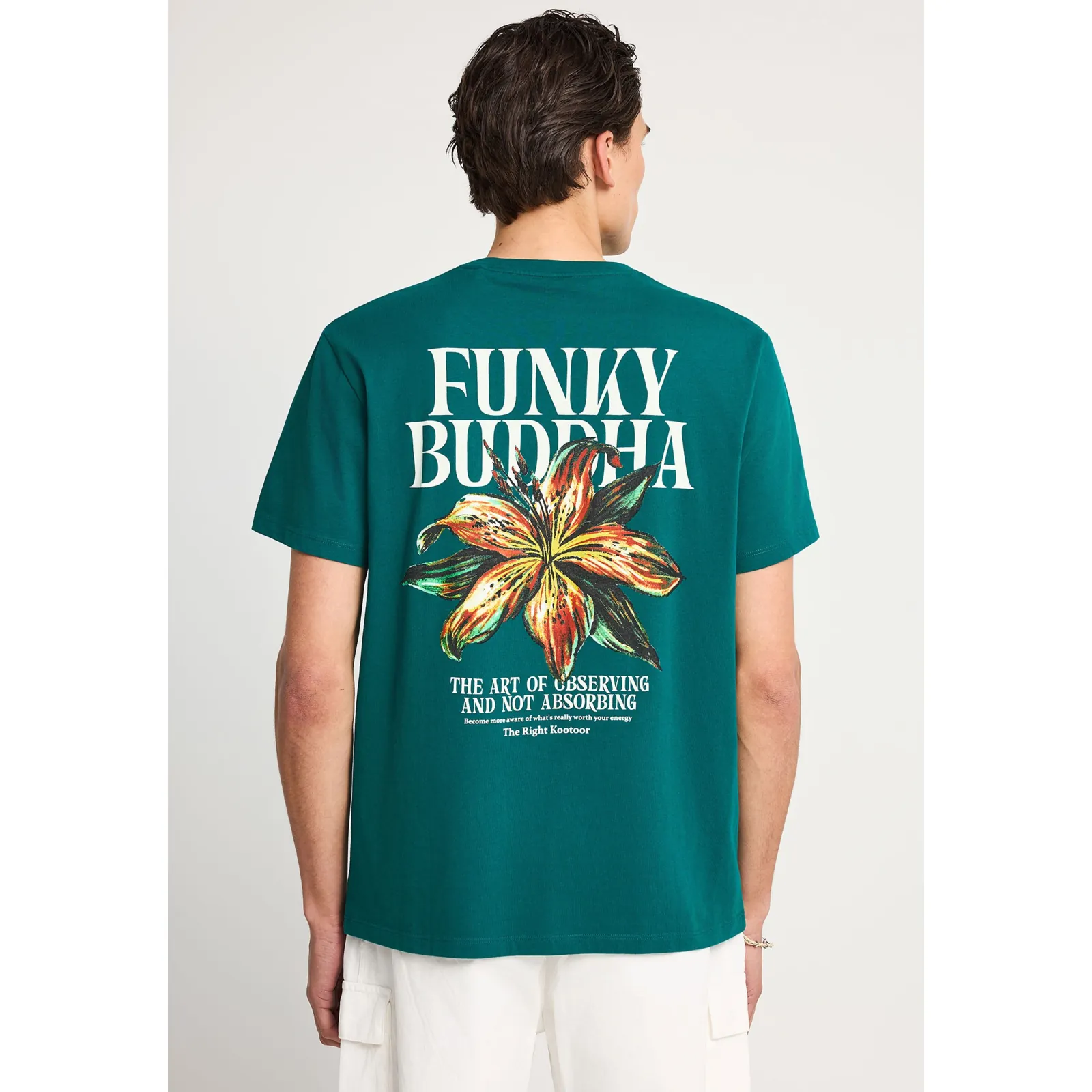 Funky Buddha Ανδρικό βαβακερό T-Shirt με τύπωμα στην πλάτη FBM013-075-04 Deep Lake - Image 3