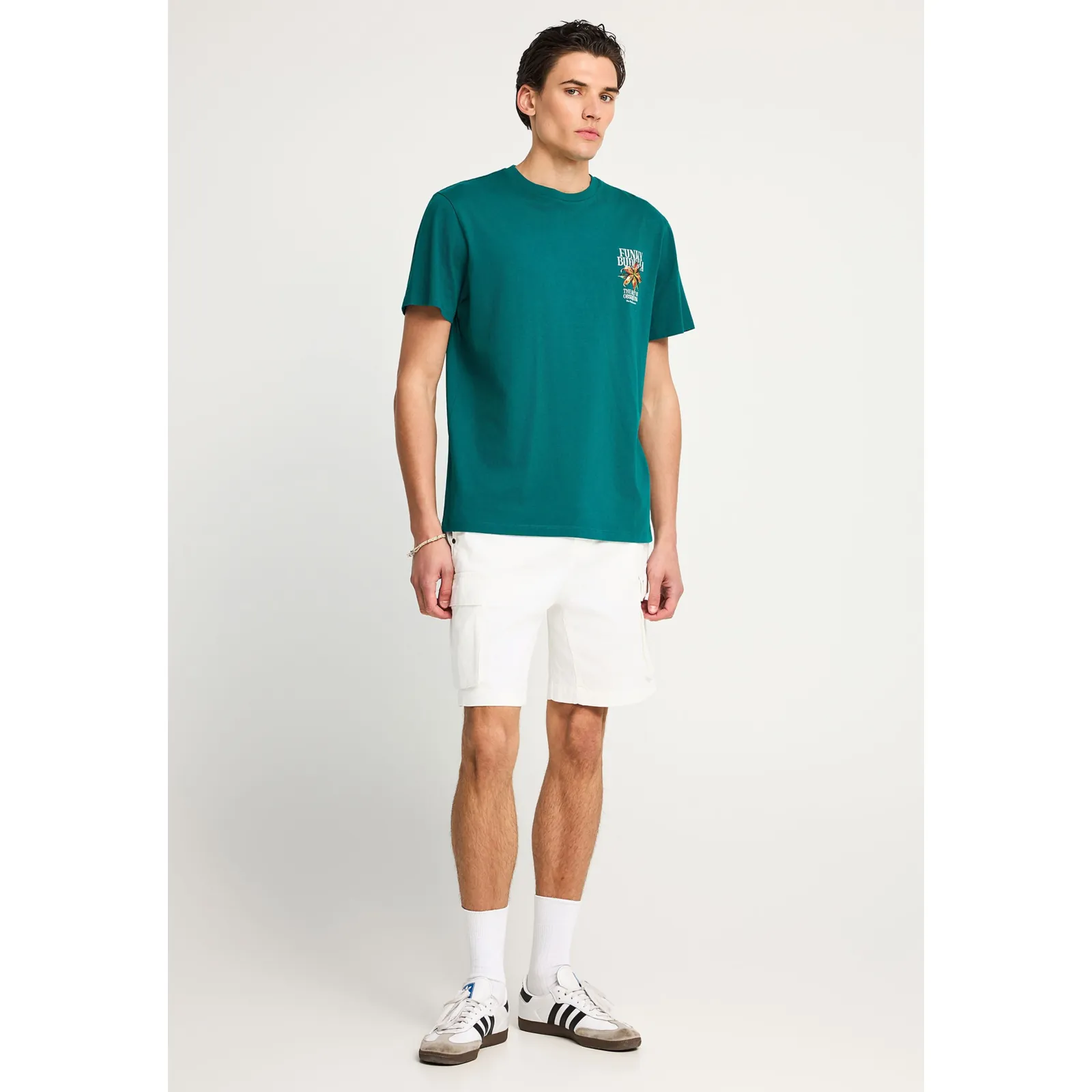 Funky Buddha Ανδρικό βαβακερό T-Shirt με τύπωμα στην πλάτη FBM013-075-04 Deep Lake - Image 4