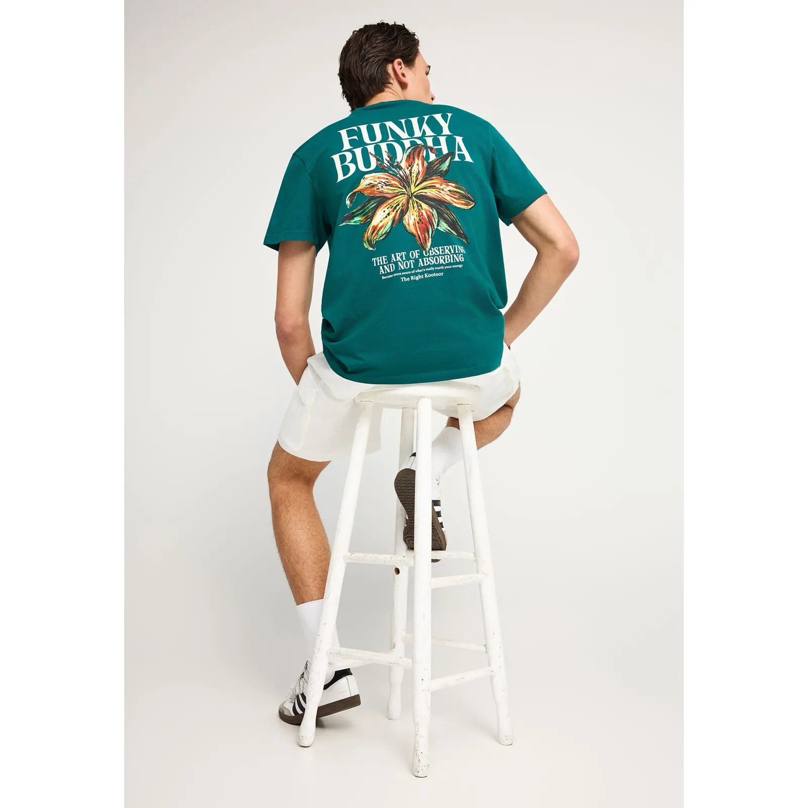 Funky Buddha Ανδρικό βαβακερό T-Shirt με τύπωμα στην πλάτη FBM013-075-04 Deep Lake - Image 6