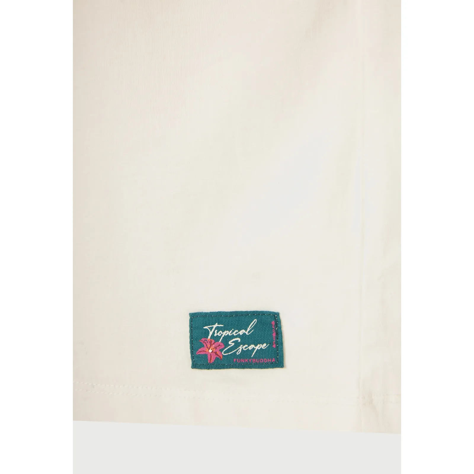 Funky Buddha Ανδρικό βαβακερό T-Shirt με τύπωμα στην πλάτη FBM013-075-04 Off White - Image 2