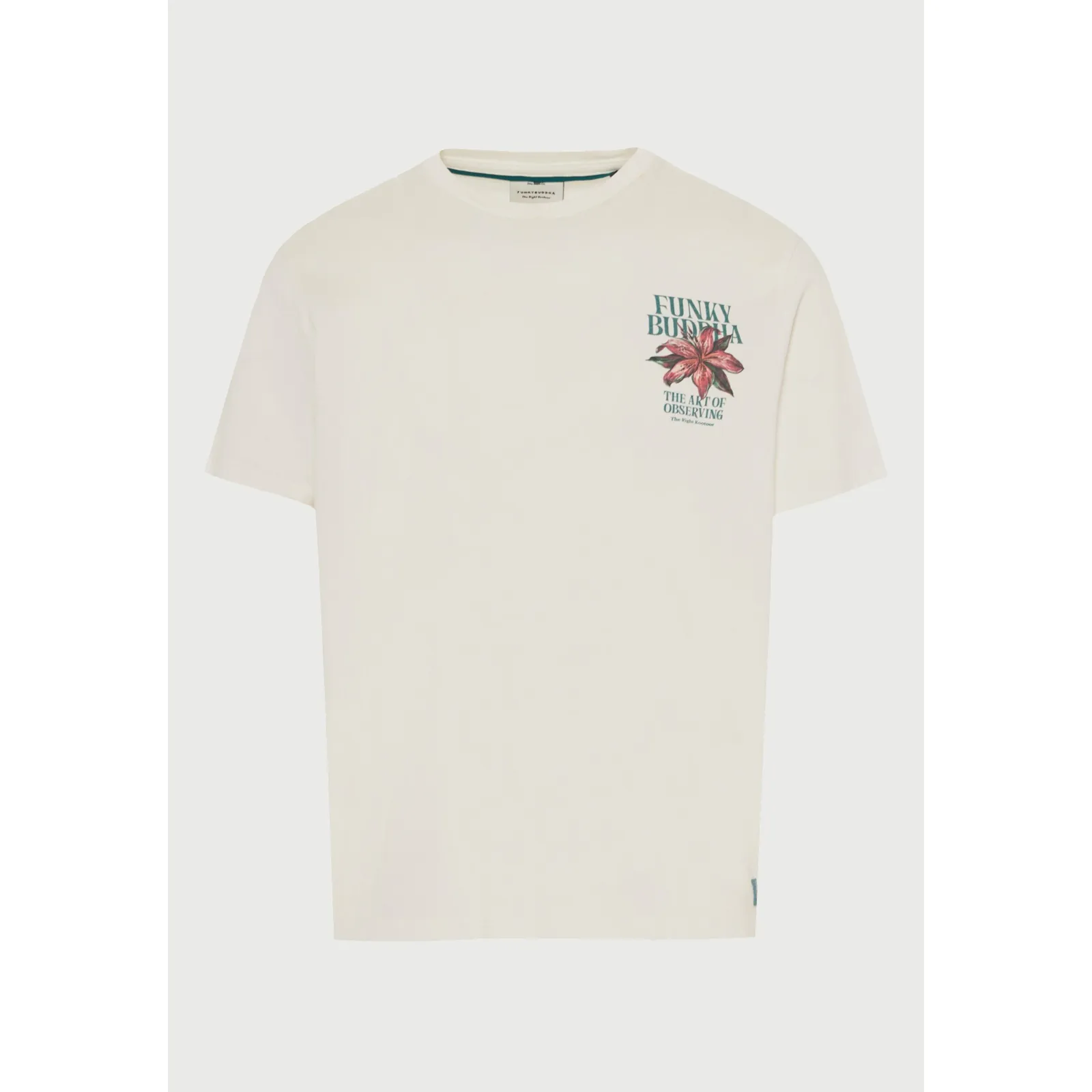 Funky Buddha Ανδρικό βαβακερό T-Shirt με τύπωμα στην πλάτη FBM013-075-04 Off White - Image 6