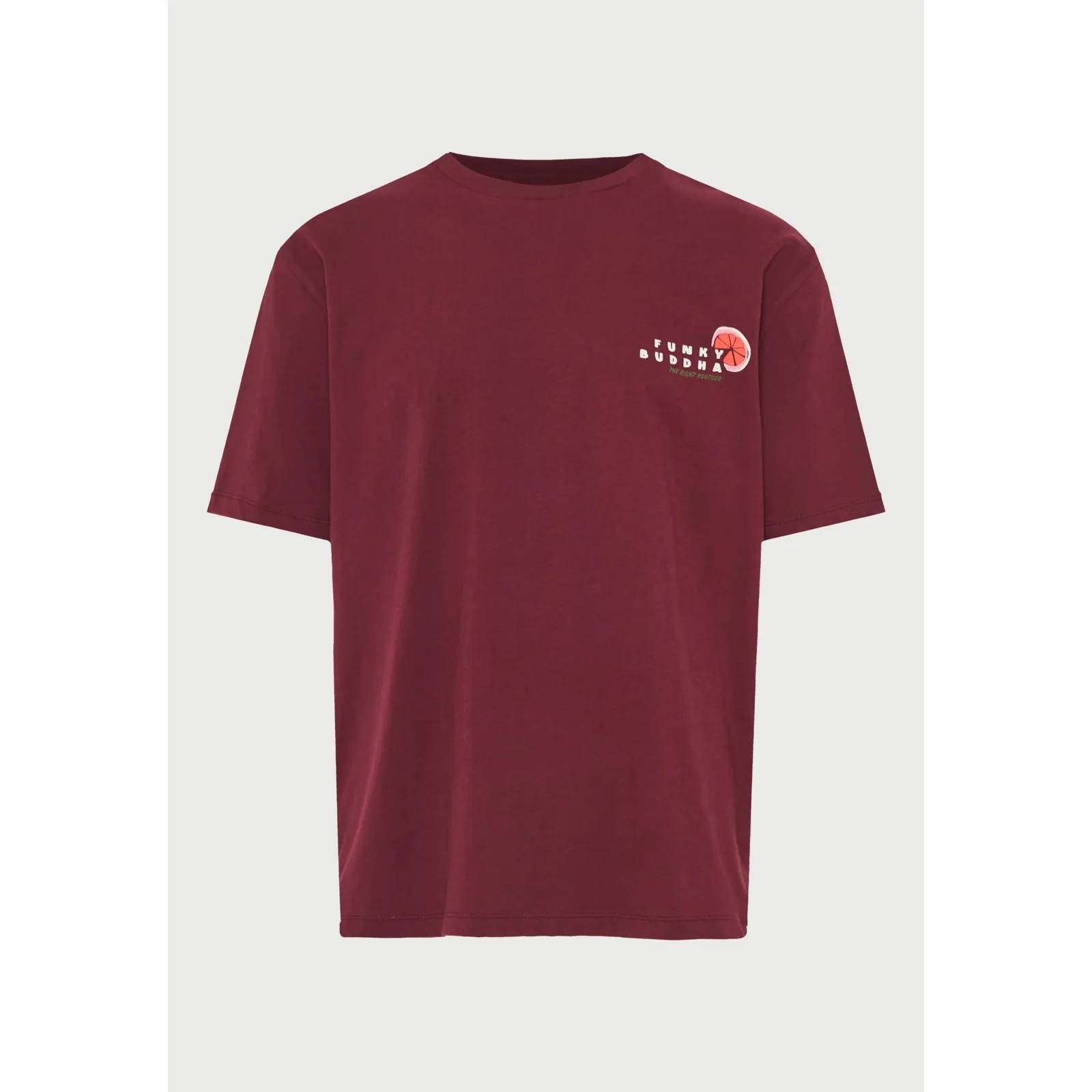 Funky Buddha Ανδρικό relaxed T-Shirt με τύπωμα στην πλάτη FBM013-087-04 Burgundy - Image 7