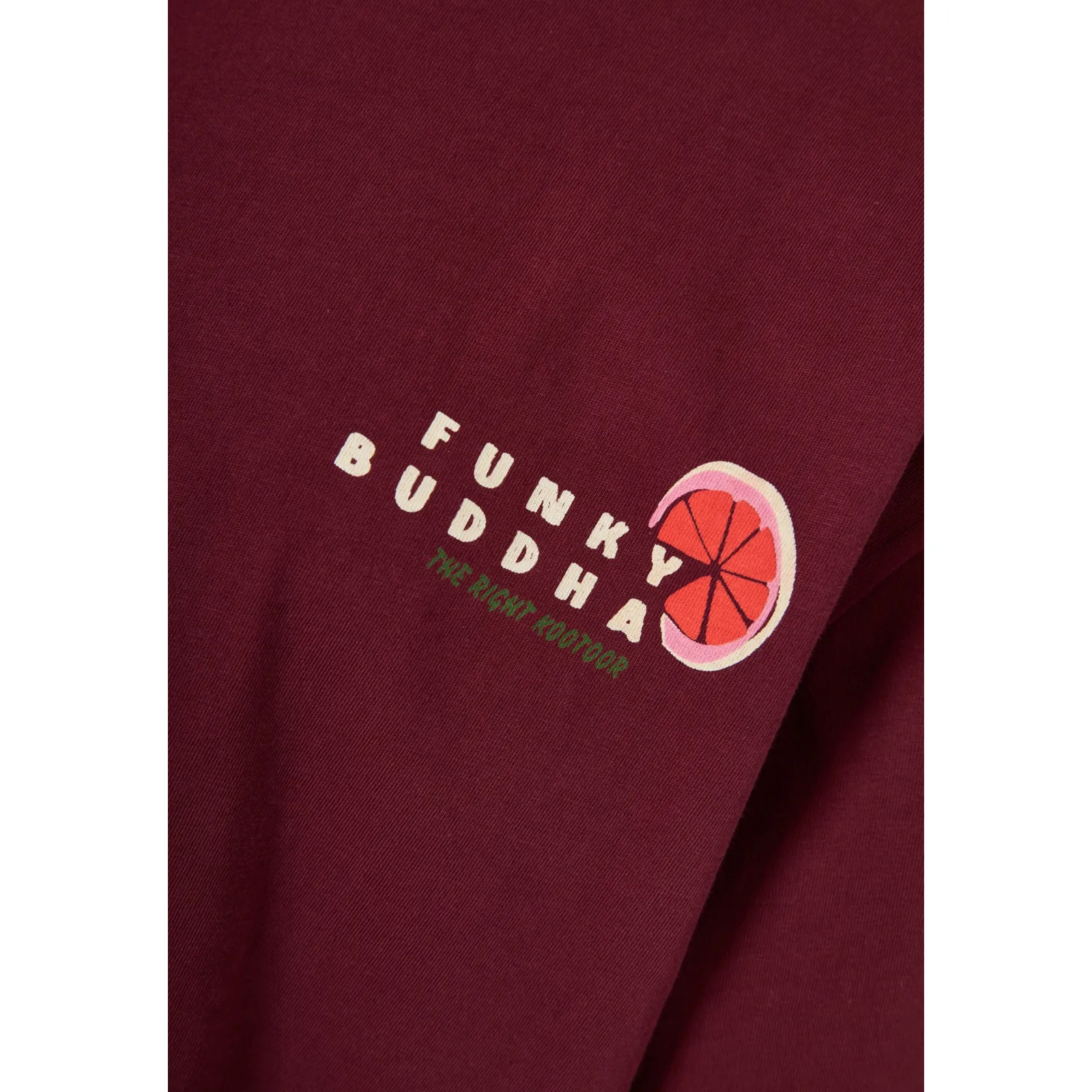 Funky Buddha Ανδρικό relaxed T-Shirt με τύπωμα στην πλάτη FBM013-087-04 Burgundy - Image 9
