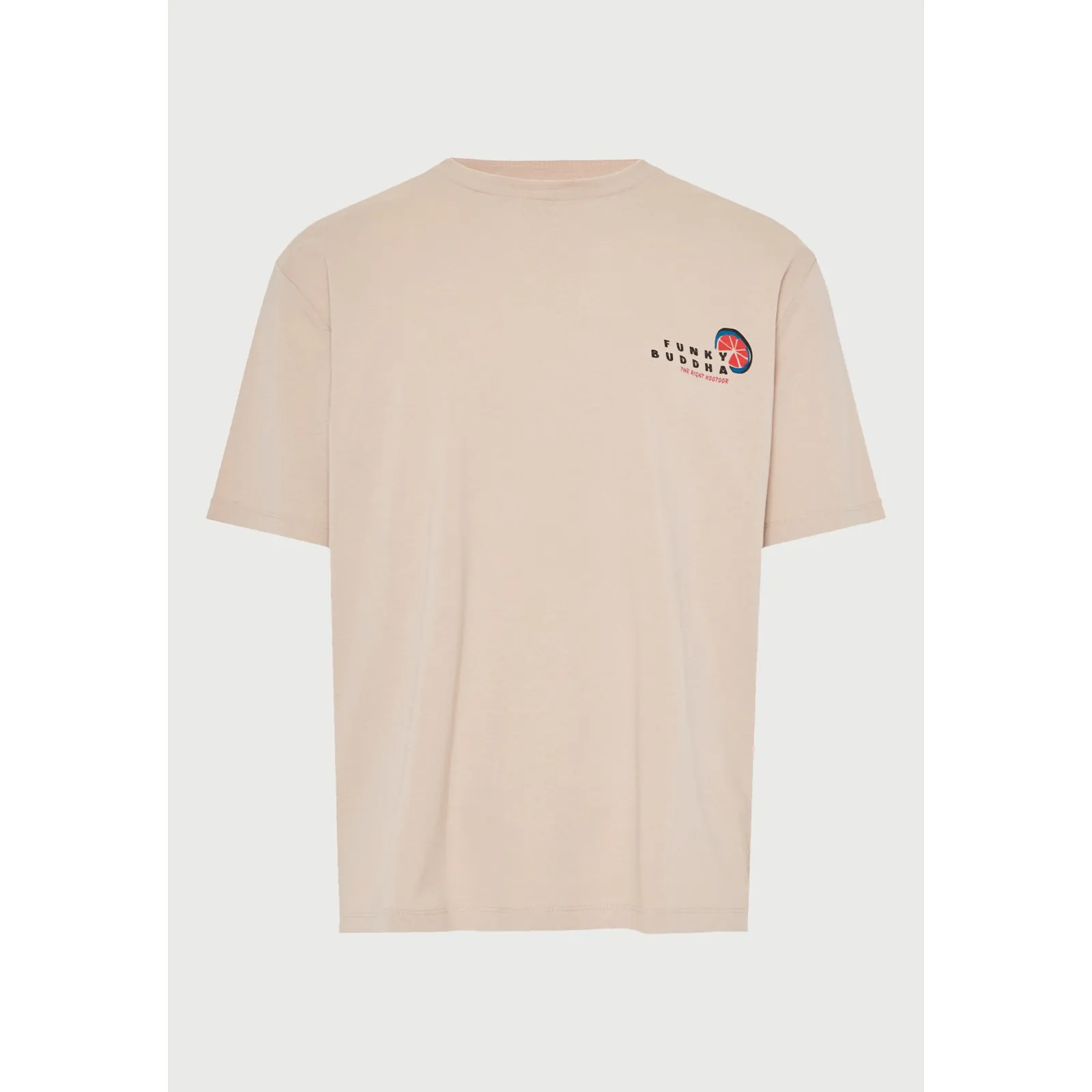 Funky Buddha Ανδρικό relaxed T-Shirt με τύπωμα στην πλάτη FBM013-087-04 Fog - Image 6