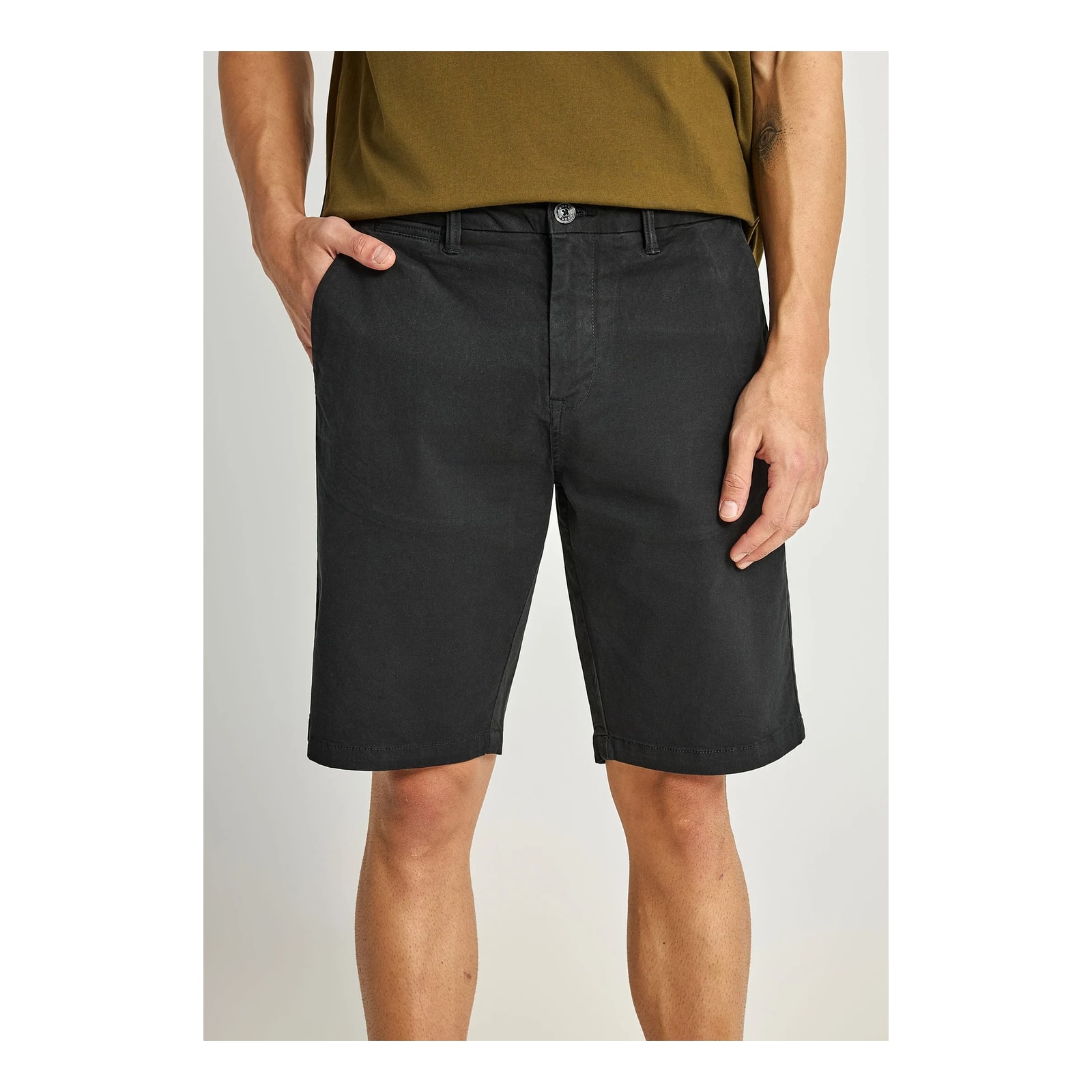Funky Buddha Ανδρική βερμούδα chino - The essentials Μαύρο FBM013-001-03-BLACK