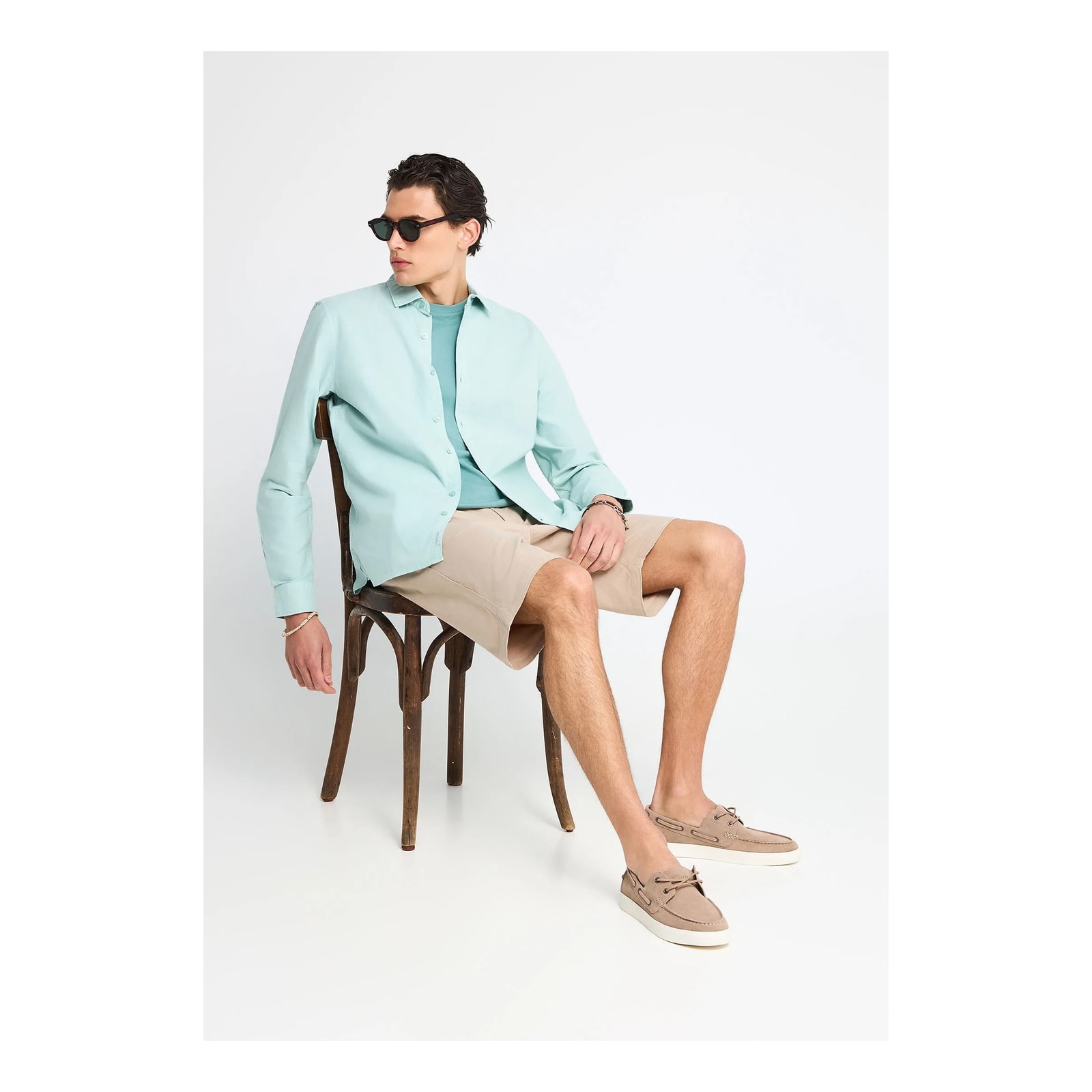 Funky Buddha Ανδρική βερμούδα chino - The essentials Greige FBM013-001-03-GREIGE - Image 3