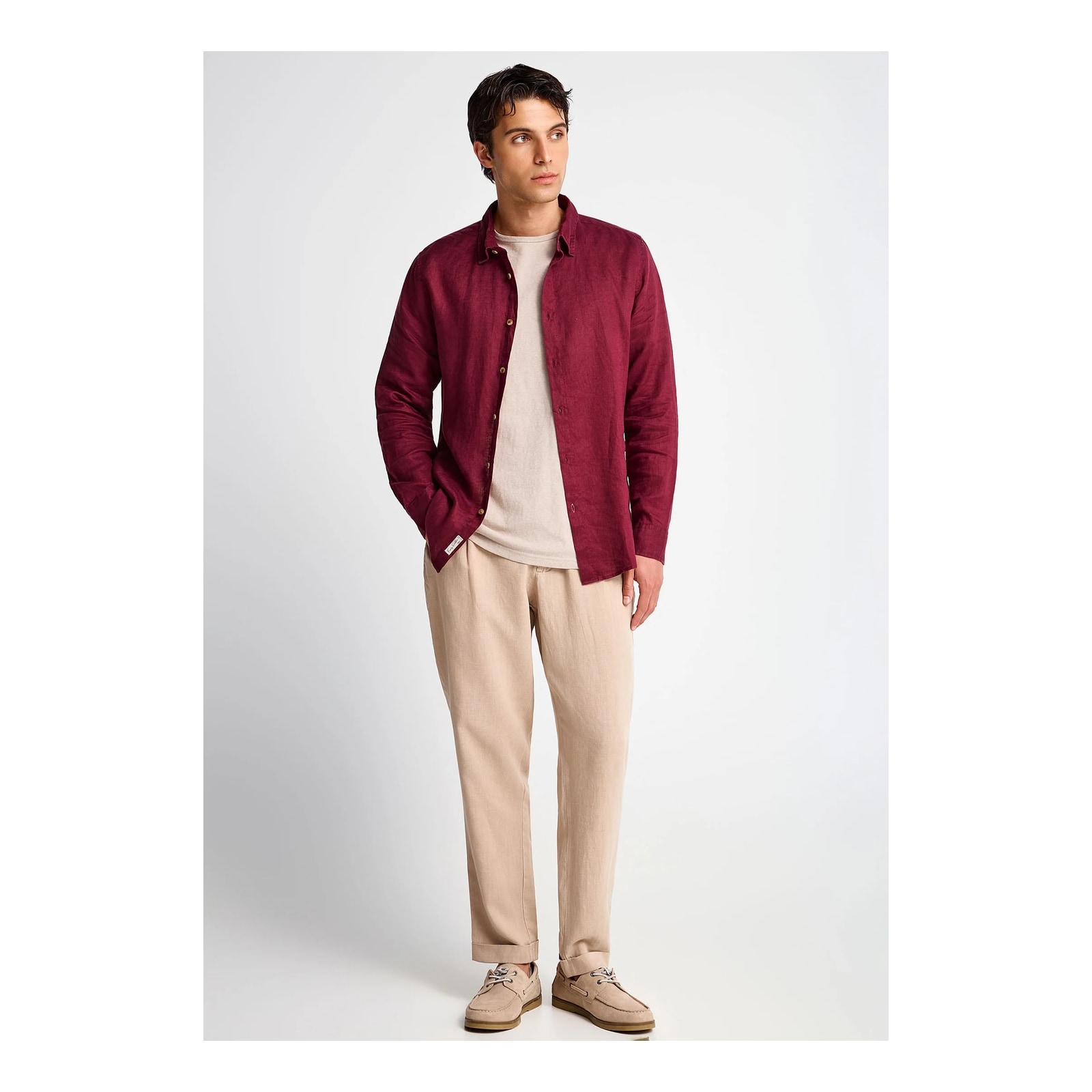 Funky Buddha Ανδρικό loose chino παντελόνι Greige FBM013-007-02-GREIGE - Image 2