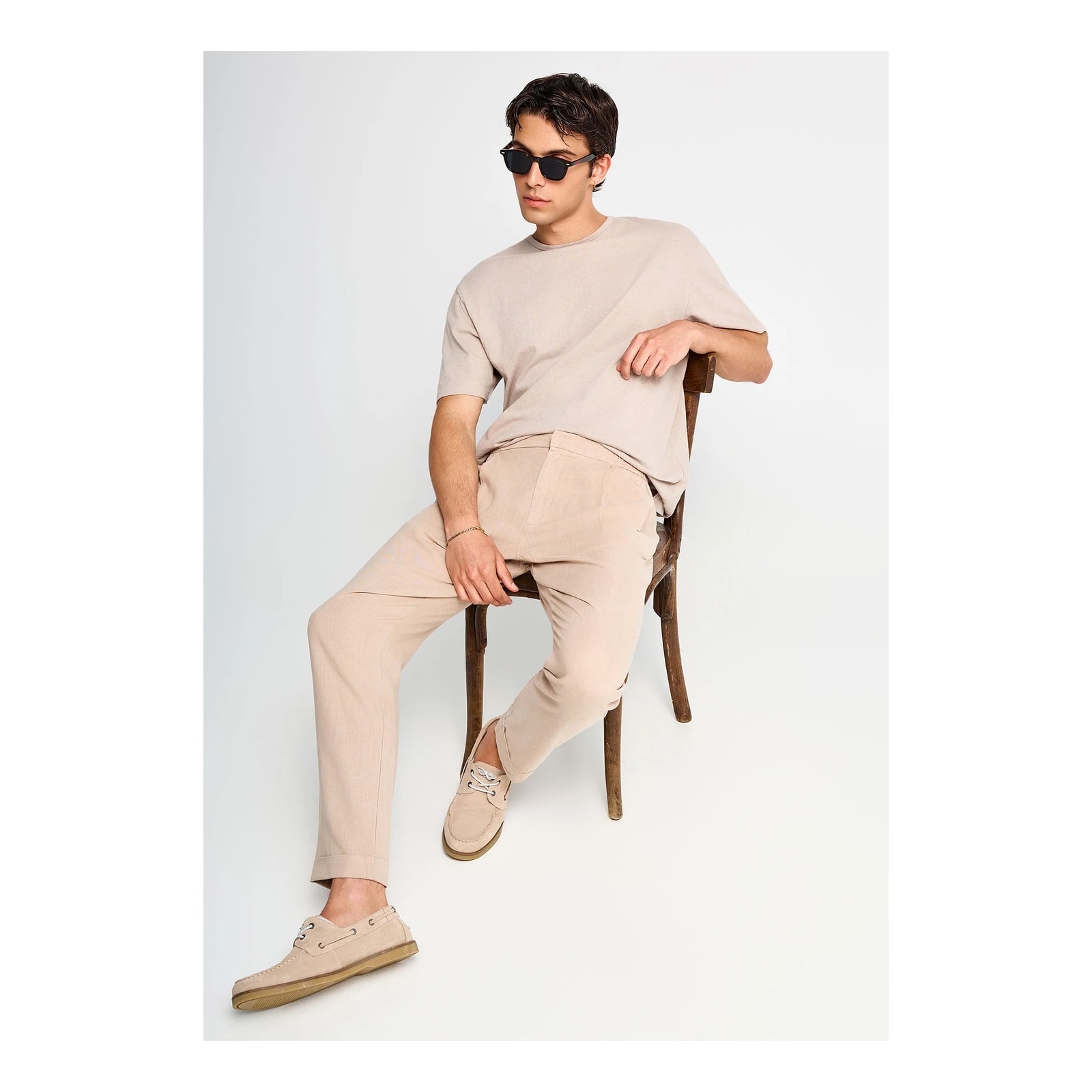 Funky Buddha Ανδρικό loose chino παντελόνι Greige FBM013-007-02-GREIGE - Image 4