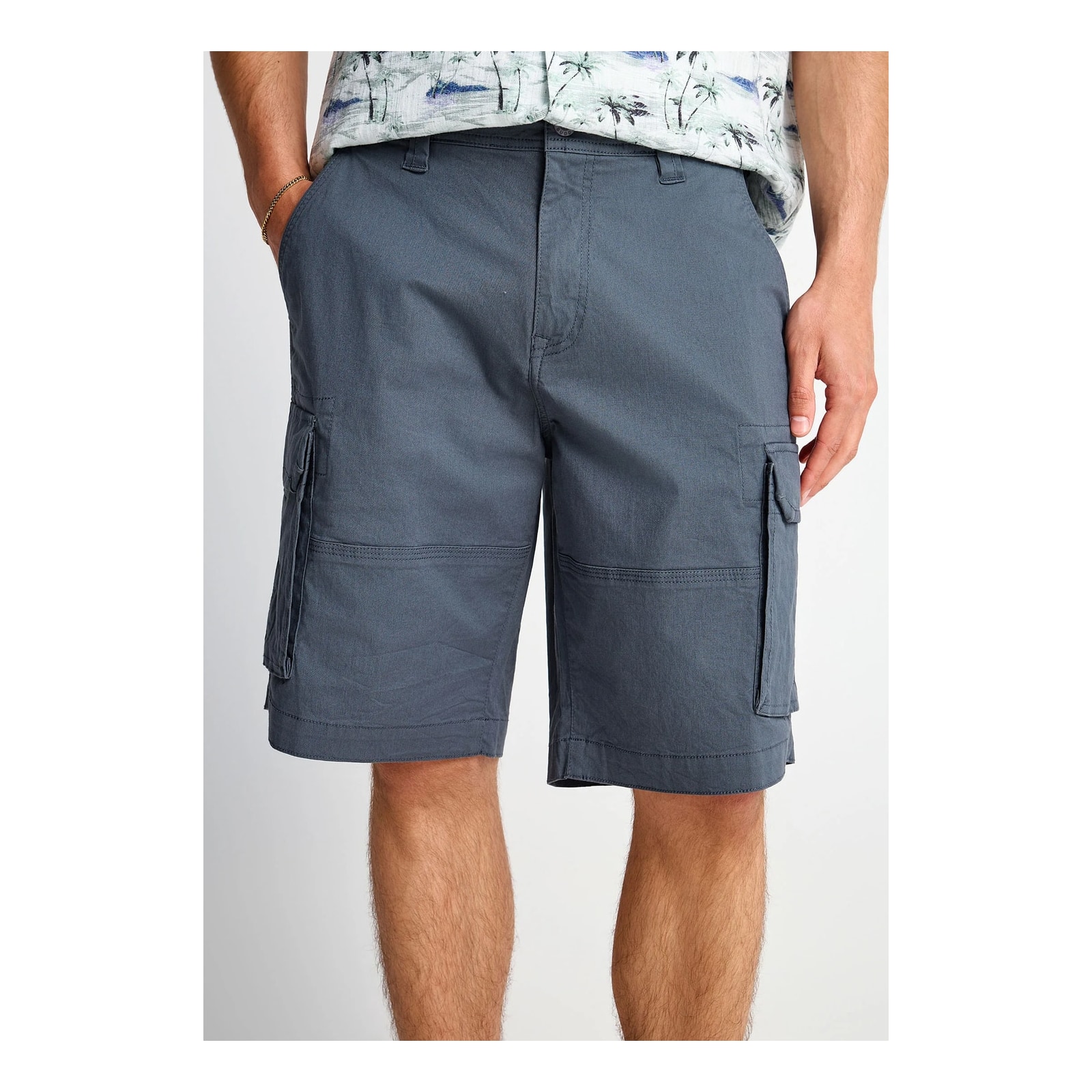 Funky Buddha Ανδρική cargo βερμούδα με λάστιχο στη μέση Dusty Blue FBM013-030-03-DUSTY-BLUE