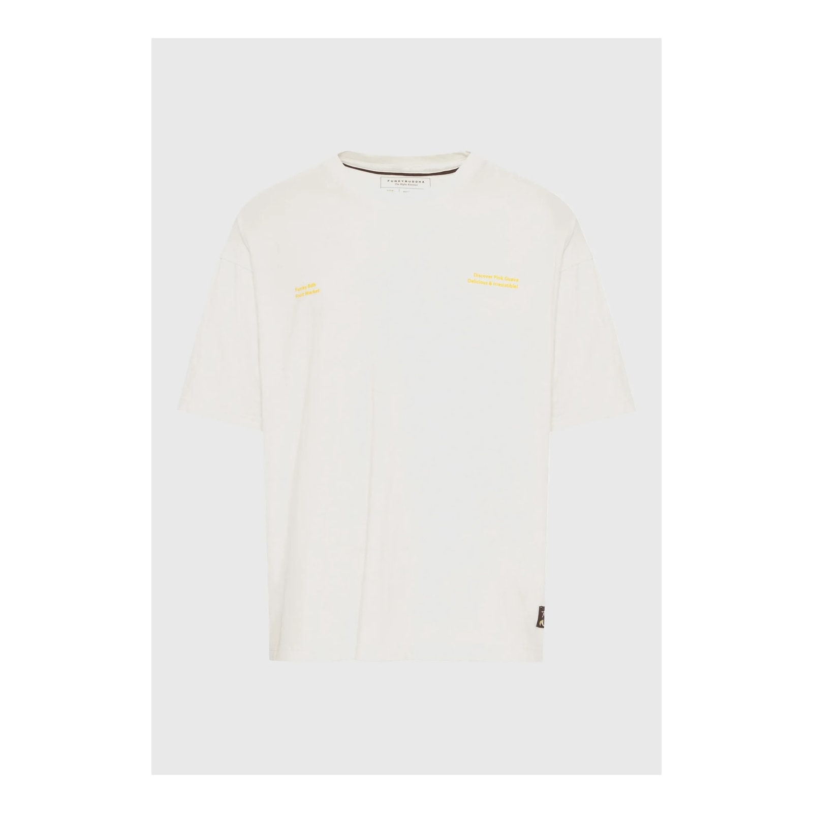 Funky Buddha Ανδρικό βαμβακερό oversized t-shirt με τύπωμα Off White FBM013-038-04-OFF-WHITE - Image 6