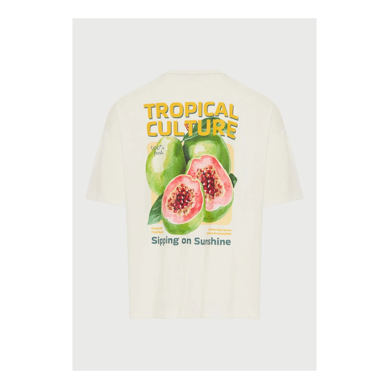 Funky Buddha Ανδρικό βαμβακερό oversized t-shirt με τύπωμα Off White FBM013-038-04-OFF-WHITE - Image 7