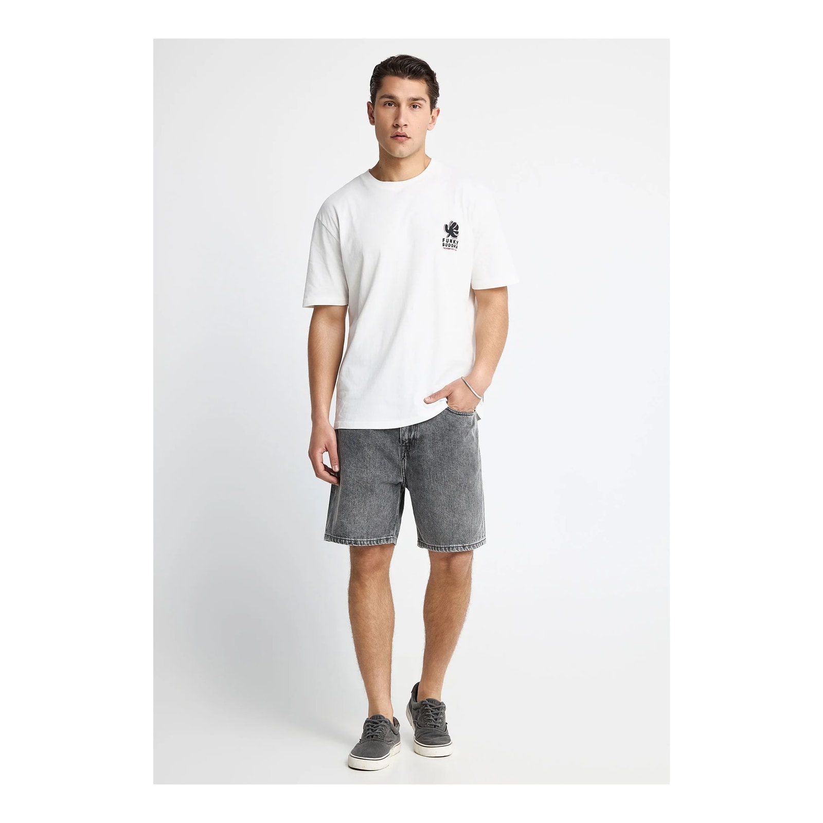 Funky Buddha Ανδρικό t-shirt με τύπωμα στην πλάτη Off White FBM013-088-04-OFF-WHITE - Image 2