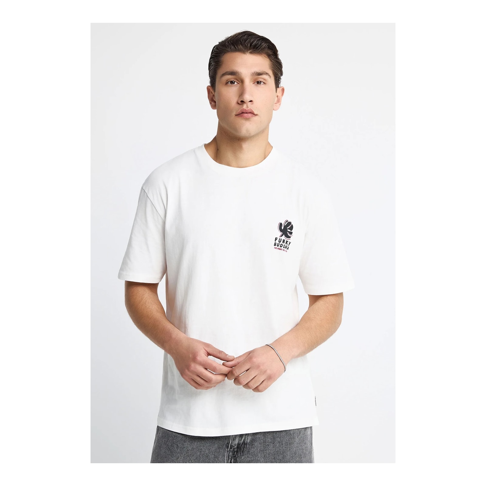 Funky Buddha Ανδρικό t-shirt με τύπωμα στην πλάτη Off White FBM013-088-04-OFF-WHITE - Image 4