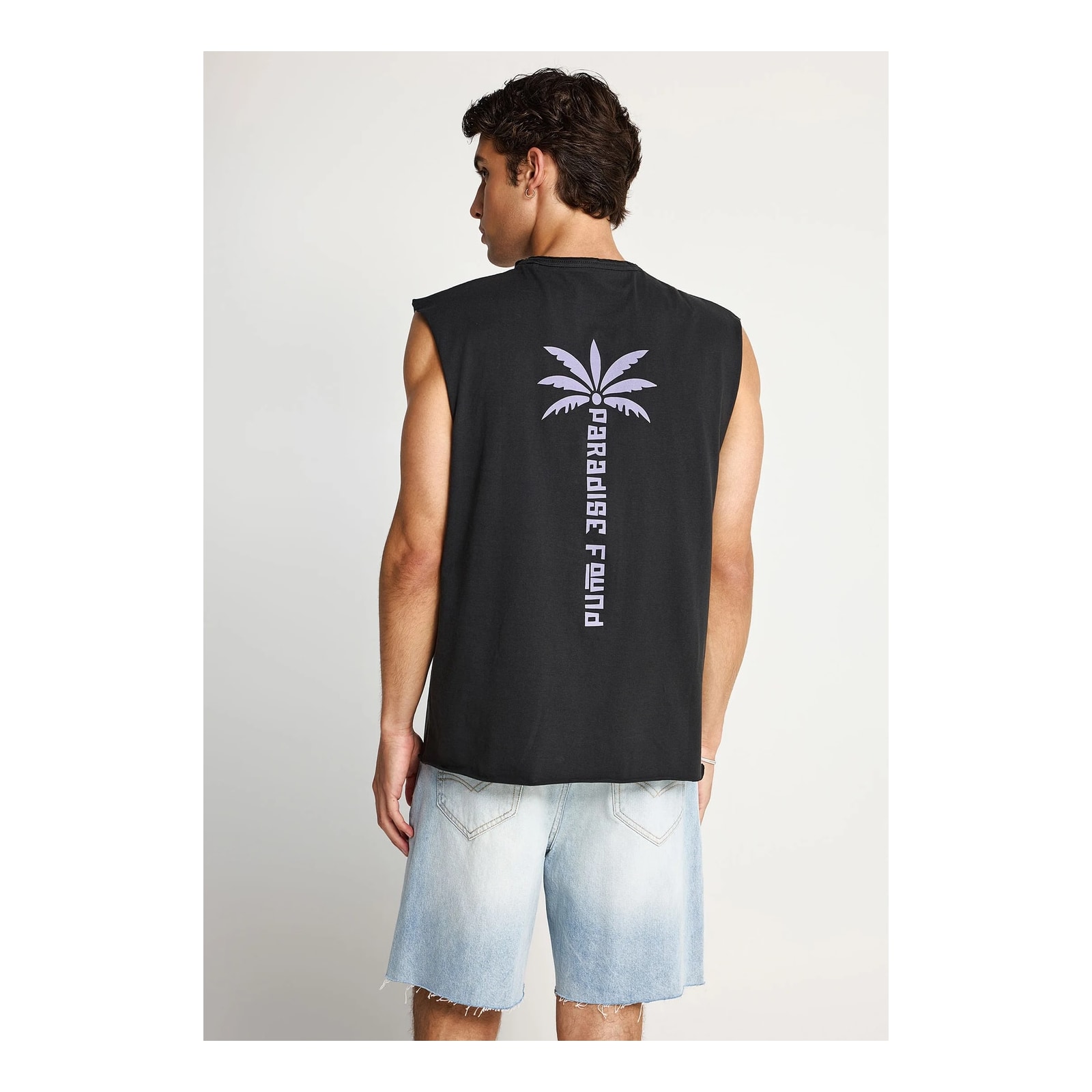 Funky Buddha Ανδρική αμάνικη μπλούζα με τύπωμα στην πλάτη Ανθρακί FBM013-096-04-ANTHRACITE