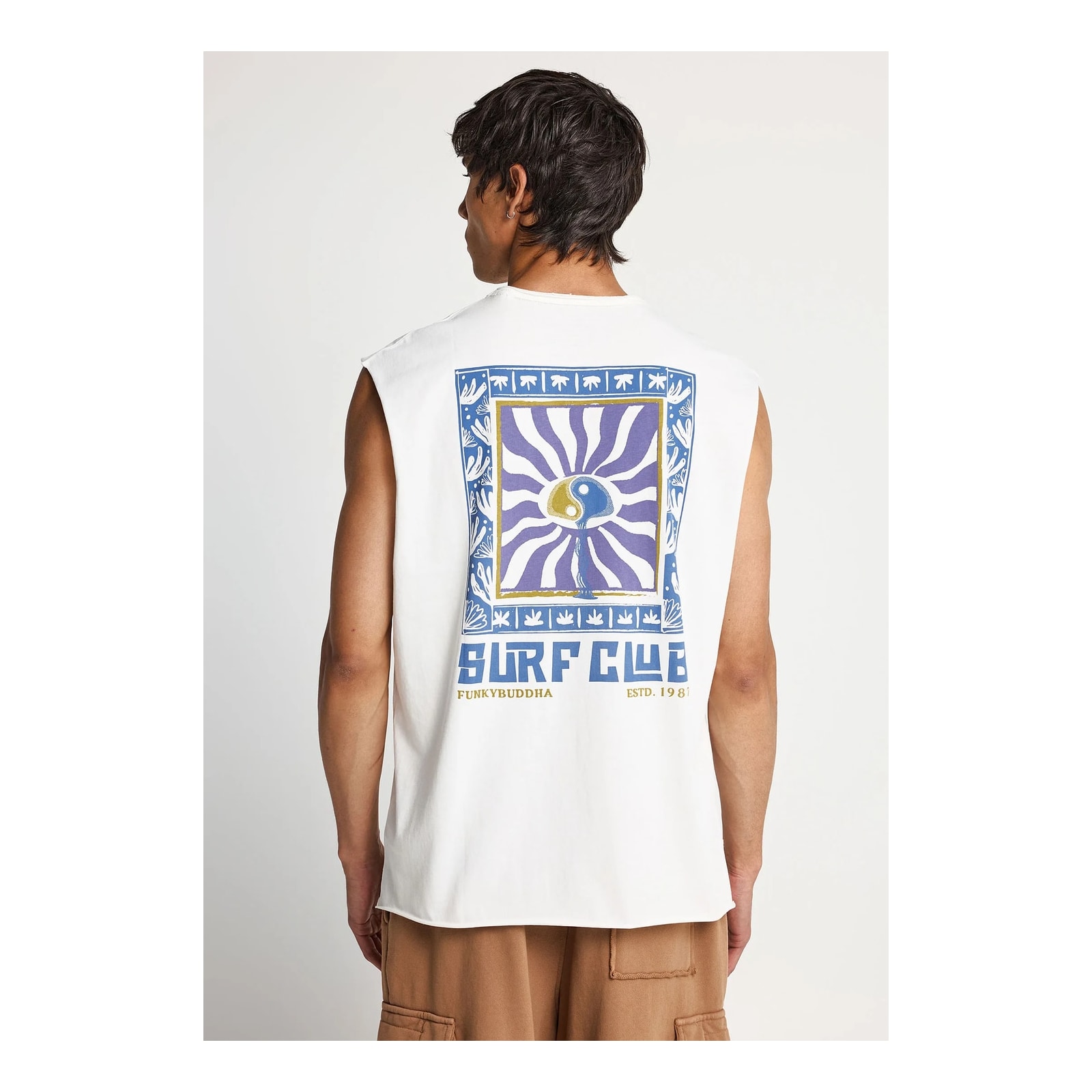 Funky Buddha Ανδρική αμάνικη μπλούζα από βαμβάκι Off White FBM013-098-04-OFF-WHITE - Image 2