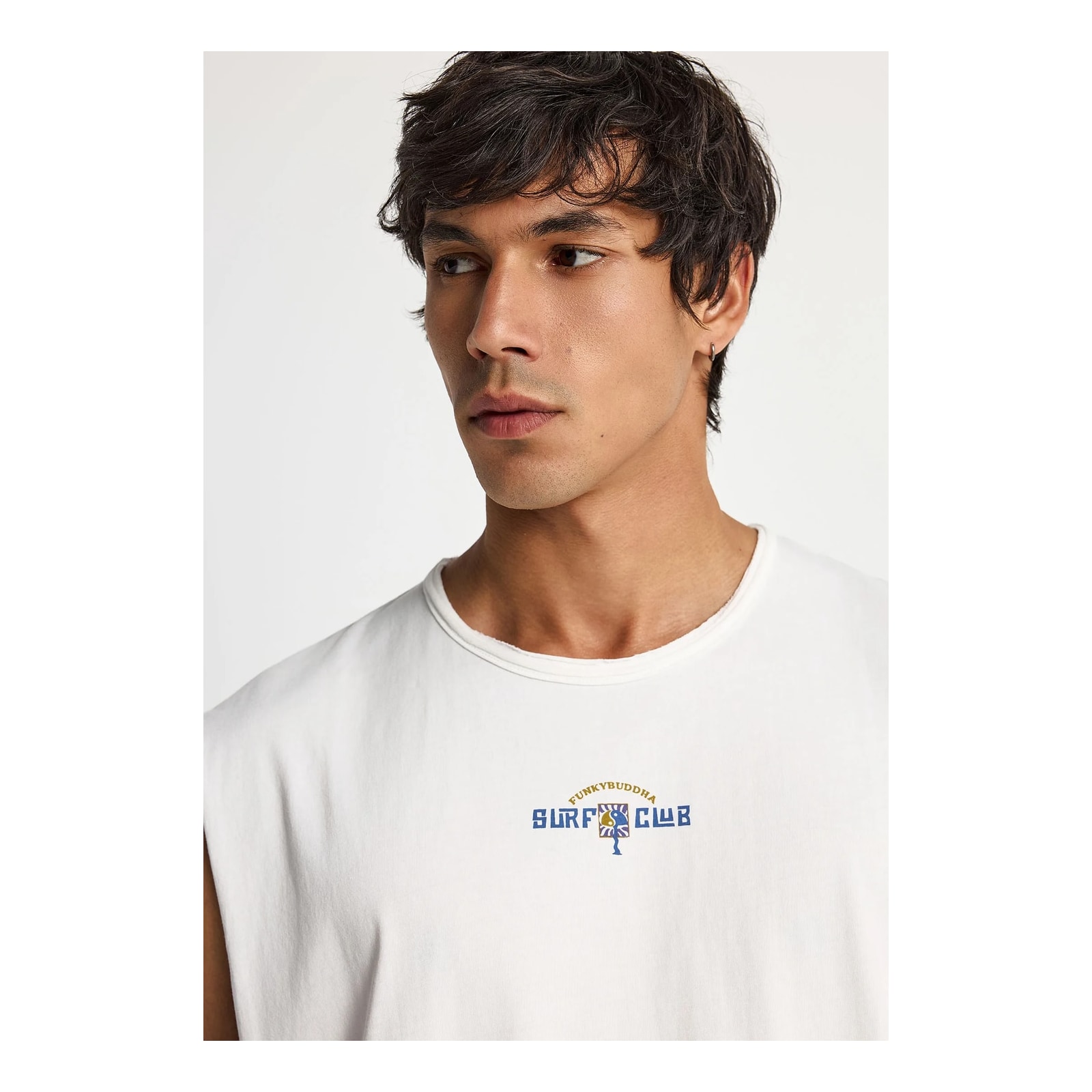 Funky Buddha Ανδρική αμάνικη μπλούζα από βαμβάκι Off White FBM013-098-04-OFF-WHITE - Image 4