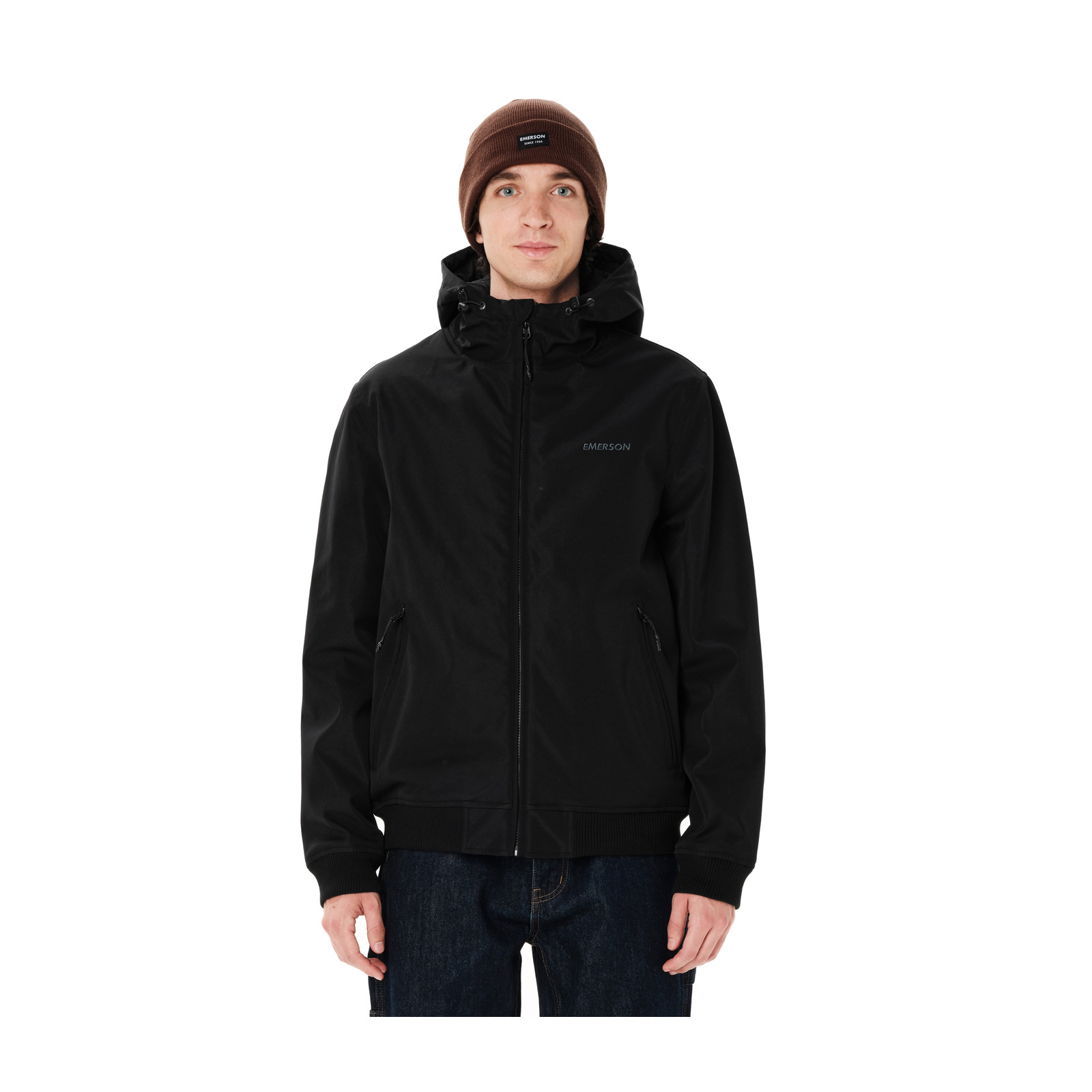 Emerson 262.EM10.105 Black ανδρικό bomber μπουφάν με κουκούλα — εικόνα προϊόντος 1