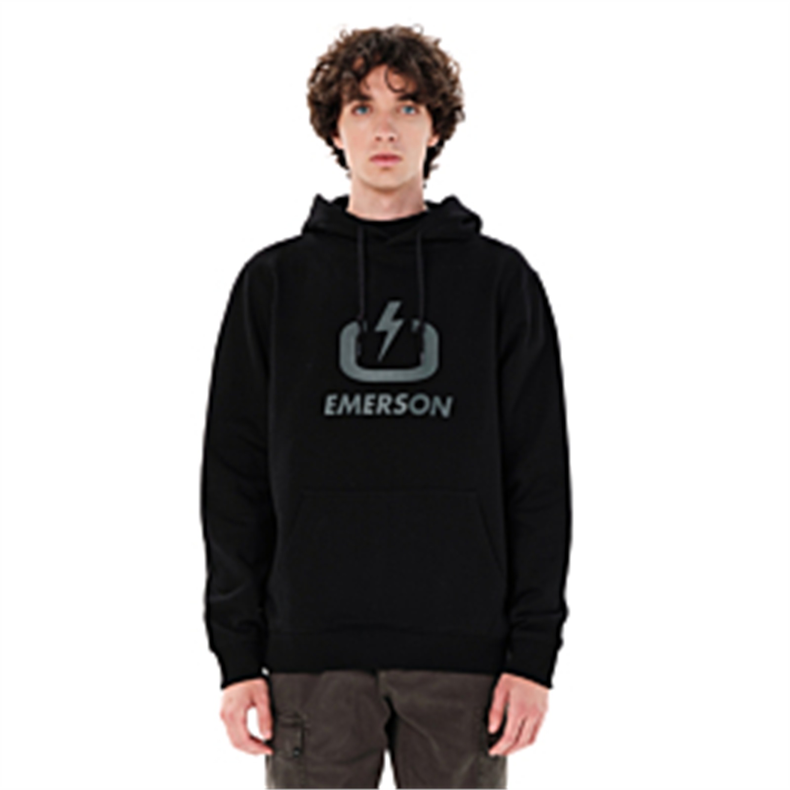 Emerson 262.EM20.01 ανδρικό classic logo hoodie Black/Grey