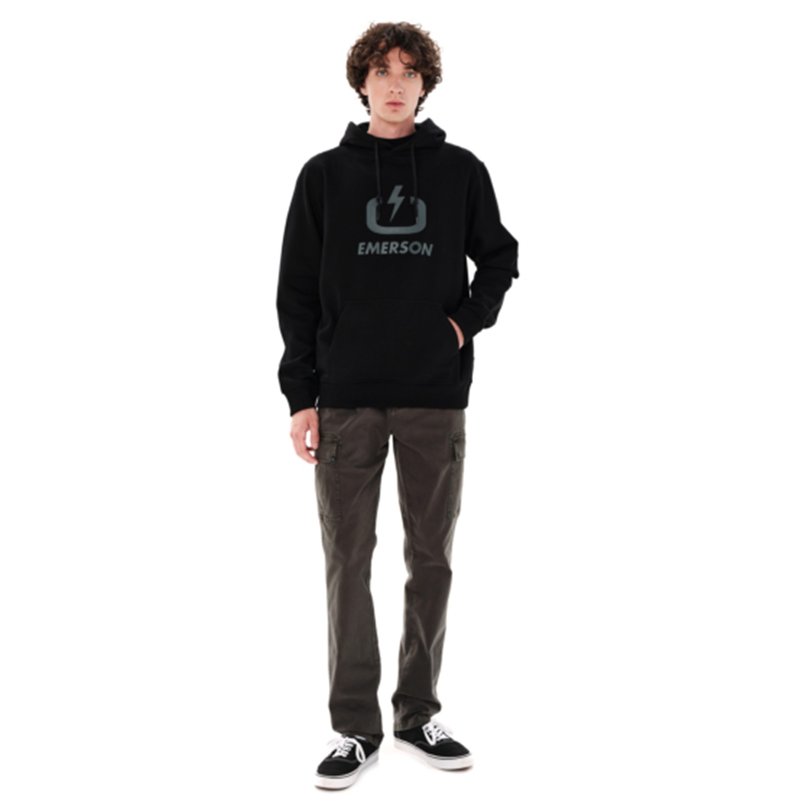 Emerson 262.EM20.01 ανδρικό classic logo hoodie Black/Grey