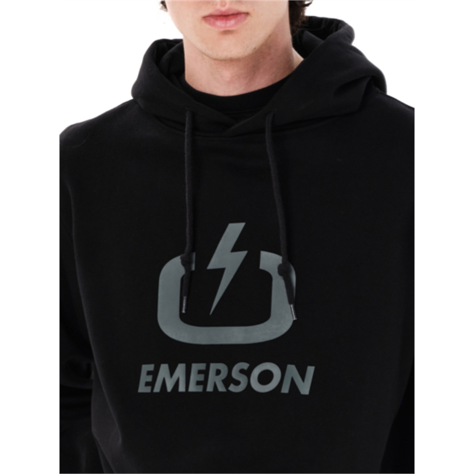 Emerson 262.EM20.01 ανδρικό classic logo hoodie Black/Grey