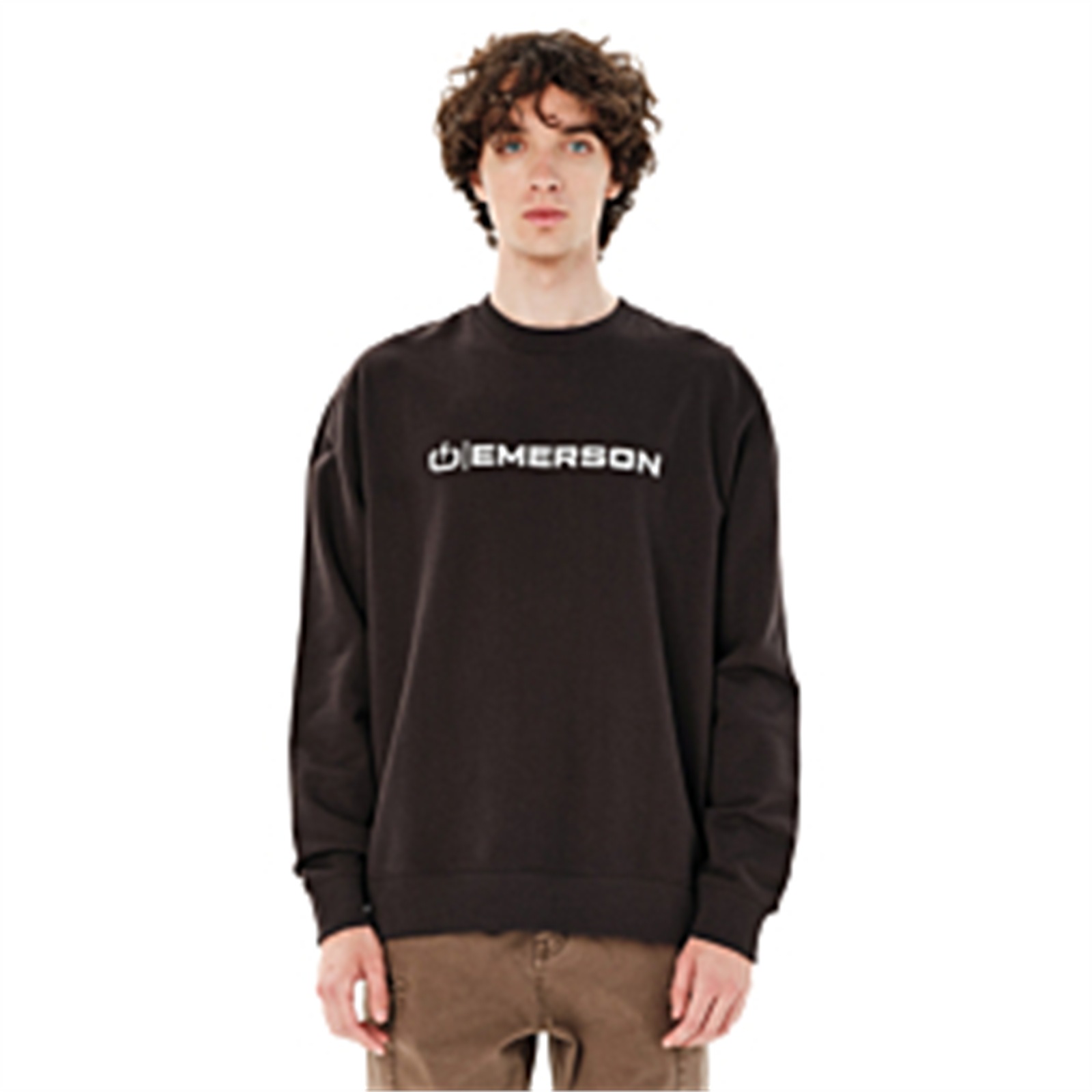 Emerson 262.EM20.03 ανδρικό crew neck φούτερ Coffee Brown
