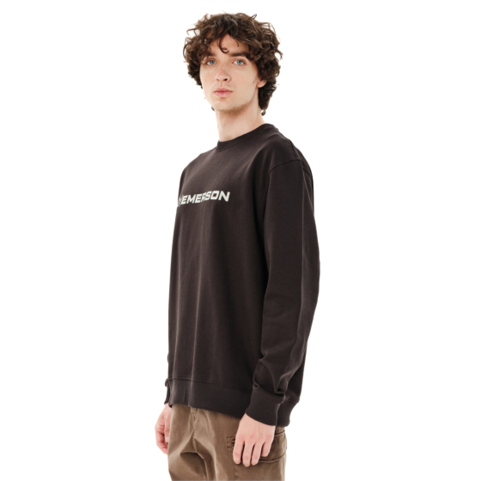 Emerson 262.EM20.03 ανδρικό crew neck φούτερ Coffee Brown