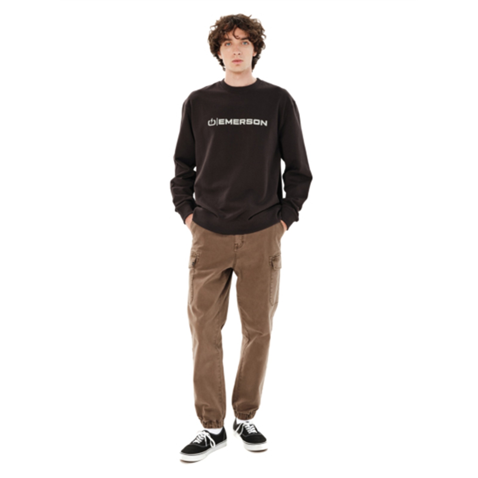 Emerson 262.EM20.03 ανδρικό crew neck φούτερ Coffee Brown