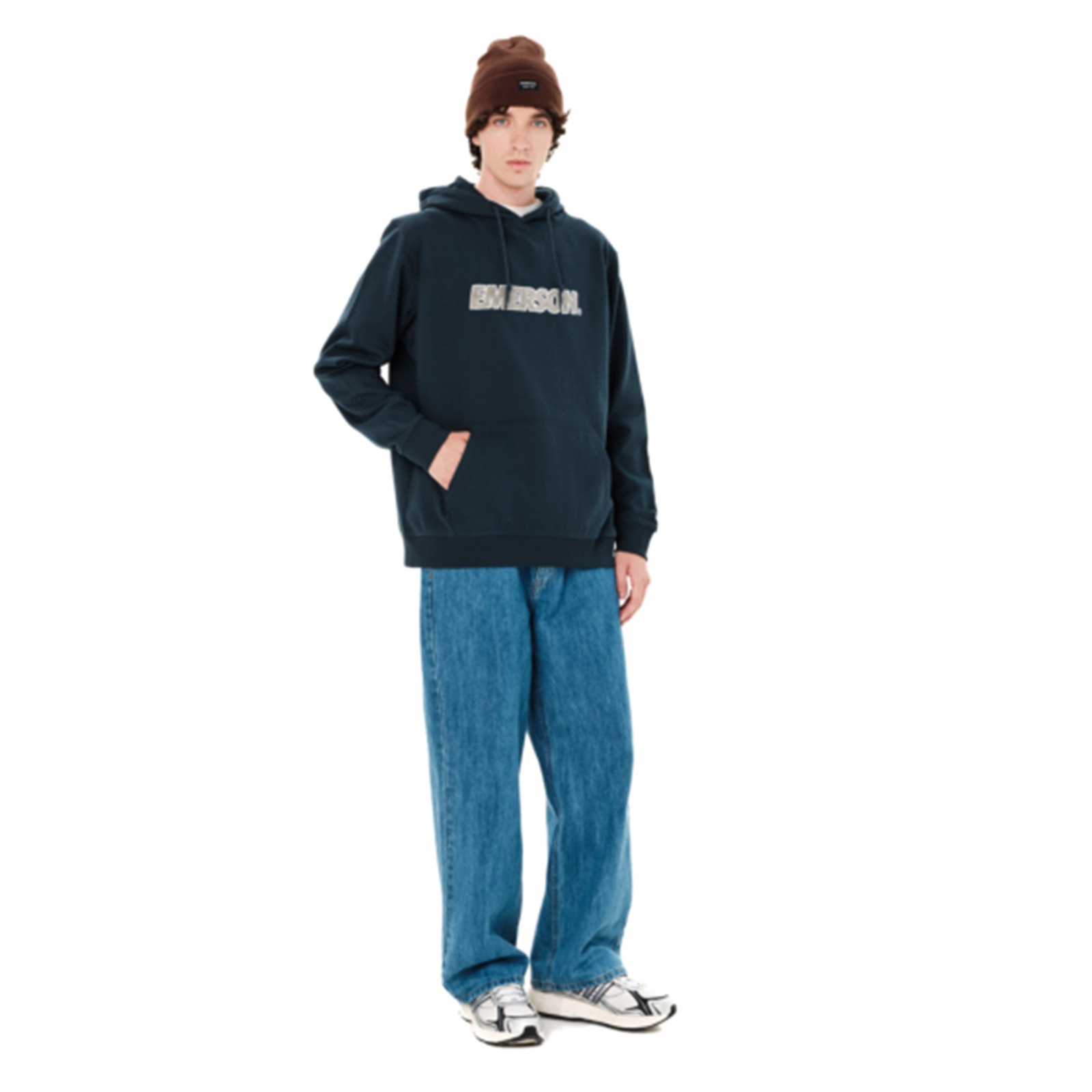 Emerson 262.EM20.12 ανδρικό logo pullover hoodie Petrol