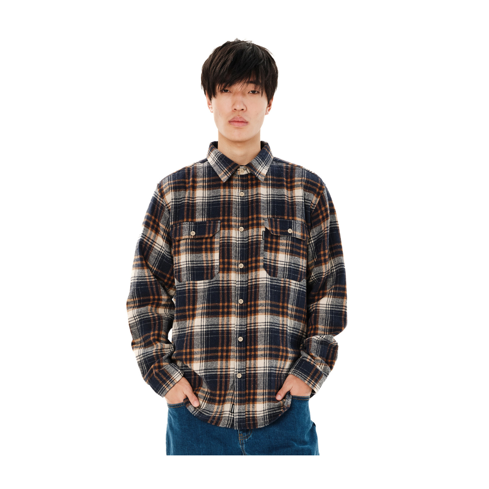 Emerson 262.EM60.10 Dark Blue/Orange ανδρικό καρό flannel πουκάμισο — εικόνα προϊόντος 1